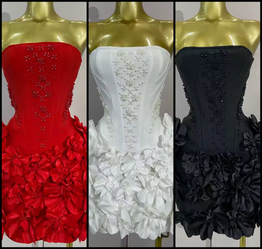 Sexy Strapless Beaded Floral Bandage Dress