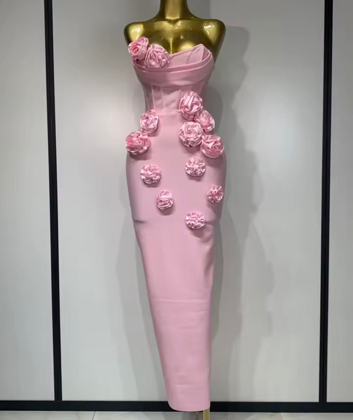 Sexy Floral Embellishment Strapless Floor-Length Dress