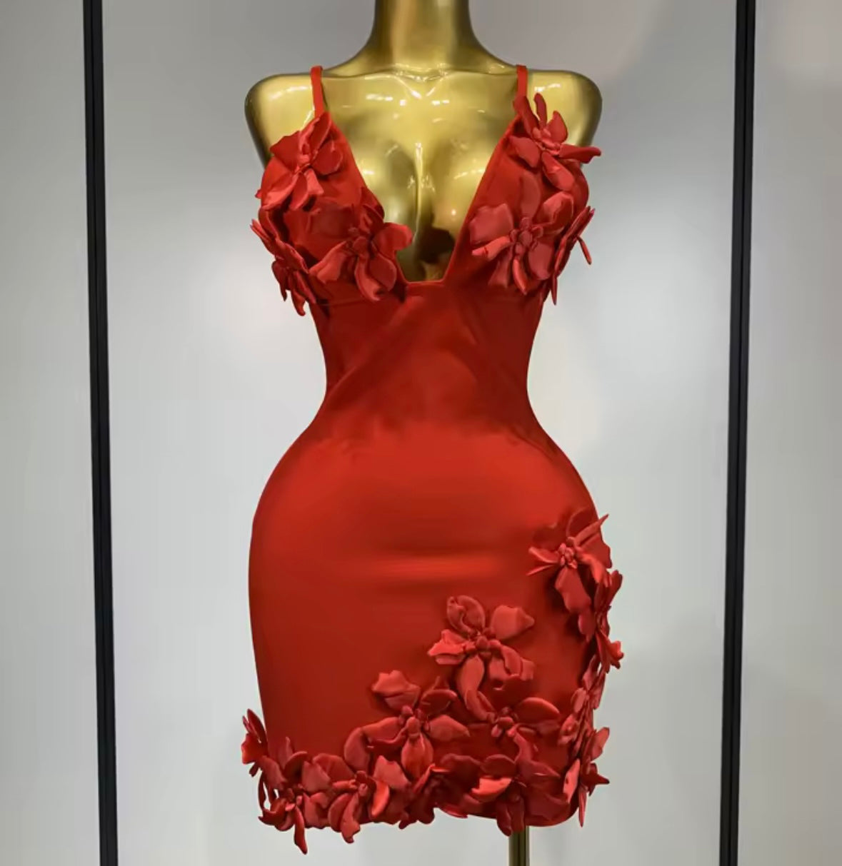 Sexy Sleeveless 3D Floral Embellishment Dress