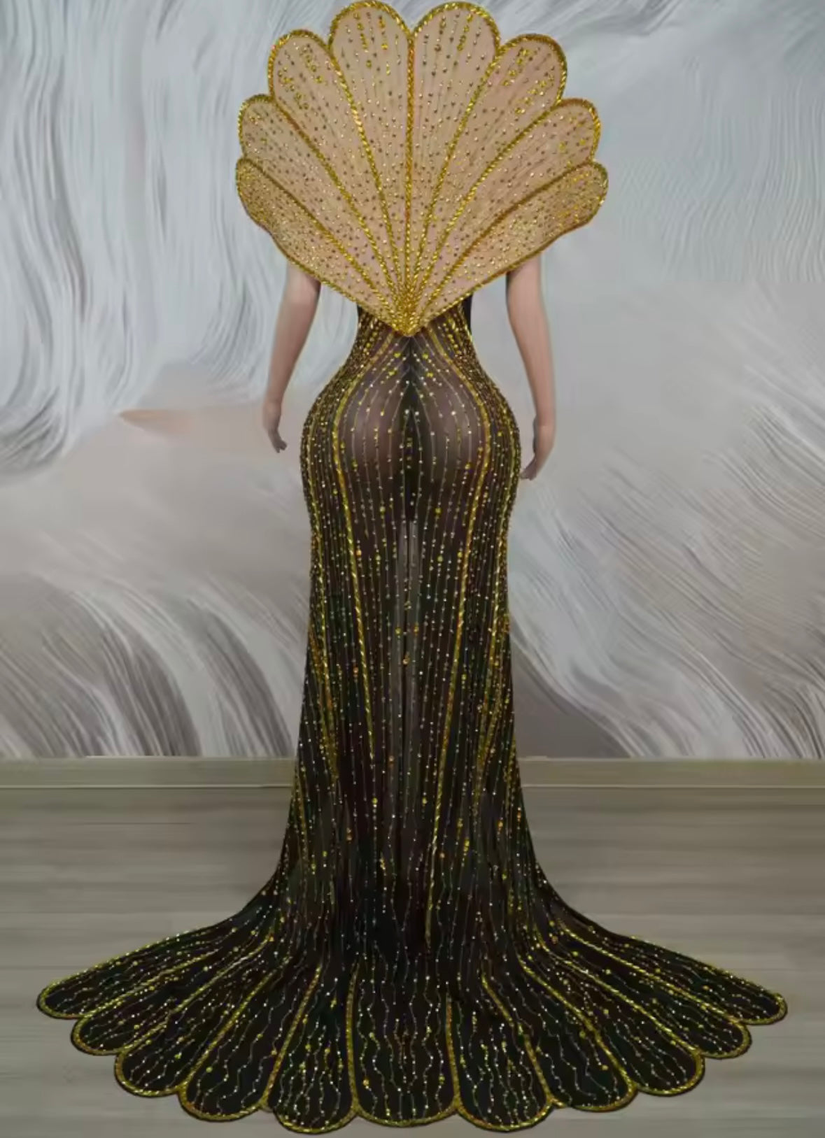 Elegant Rhinestone Embellishment Front Split Floor-Length Dress