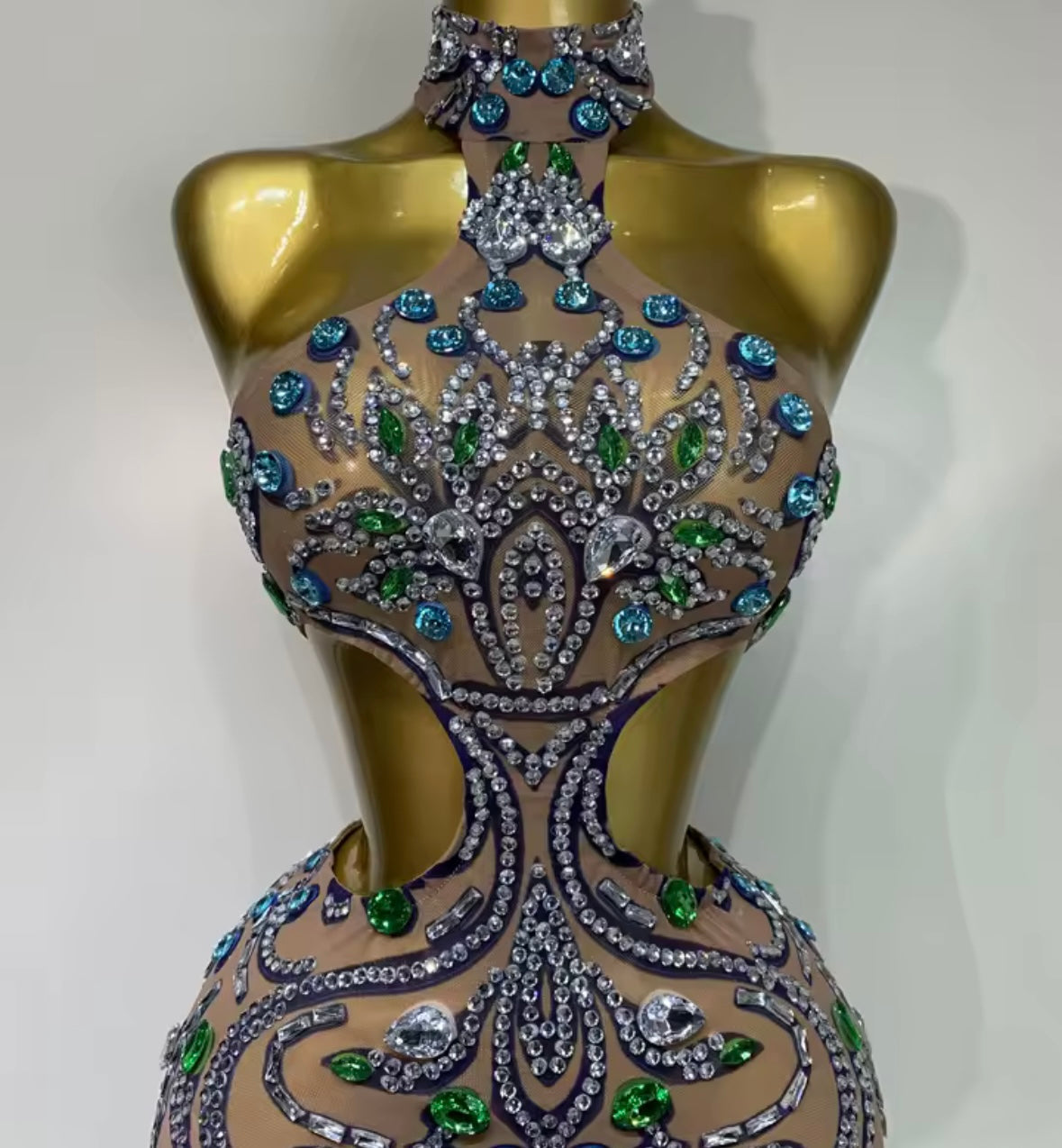 Sexy Halter Sleeveless Open Back Rhinestone Embellishment Dress