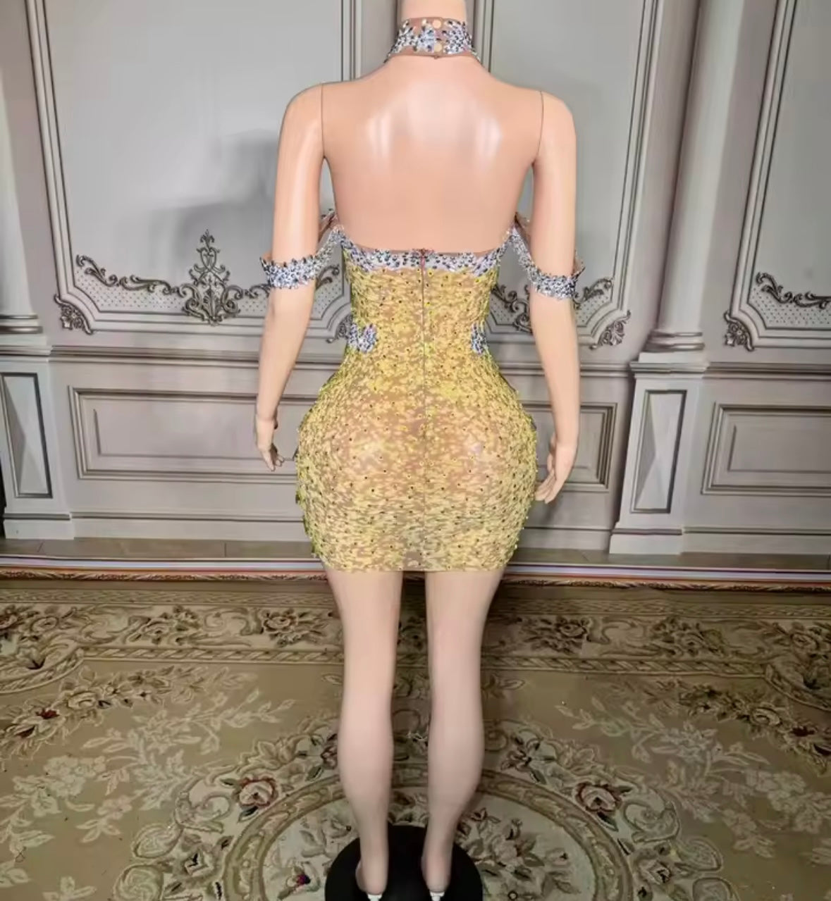 Sexy Halter Sleeveless Crystal Rhinestone Dress