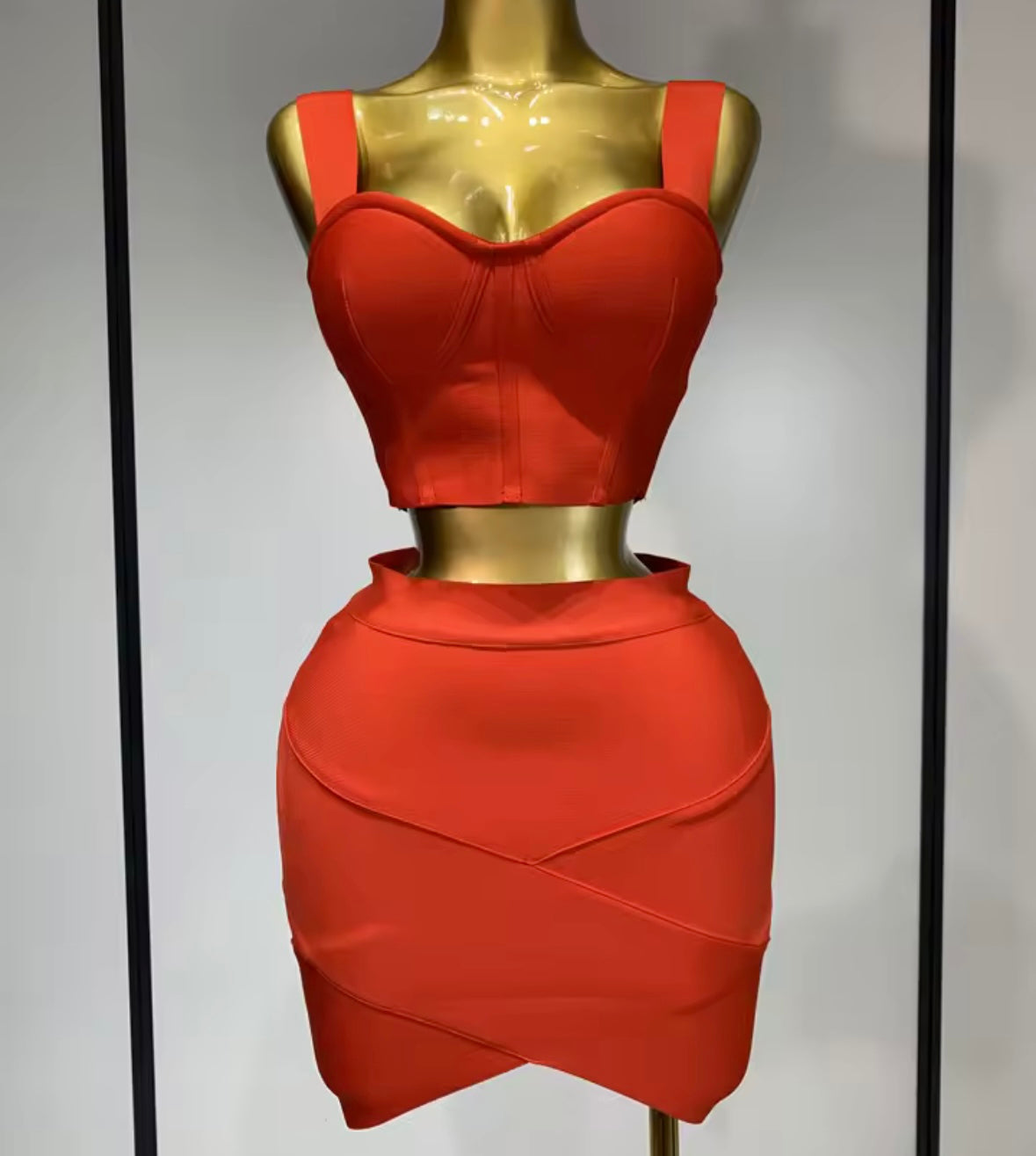 Sleeveless Sexy Crop Two Piece Skirt Set