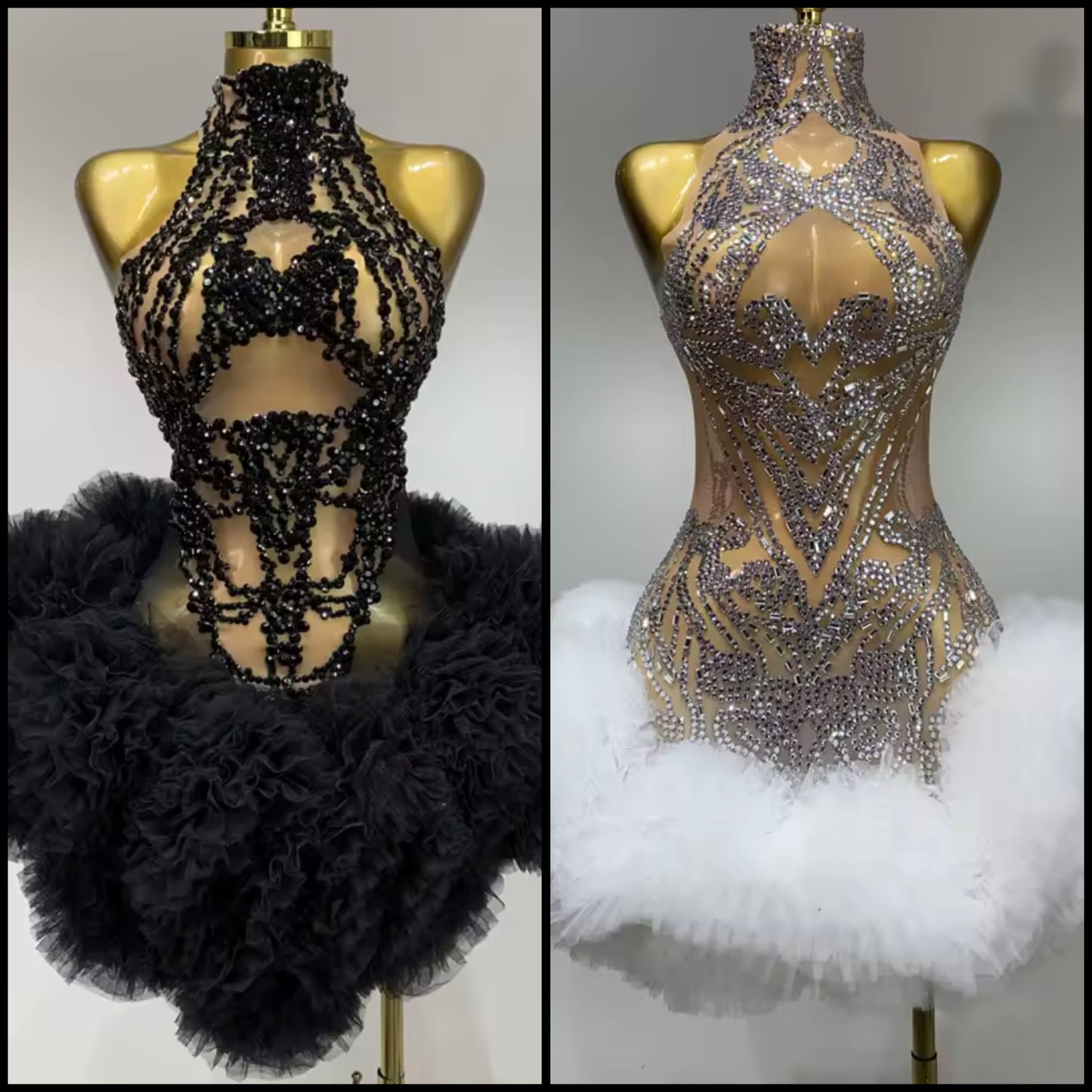 Sexy Rhinestone Embellishment Sleeveless Ruffle Short Dress