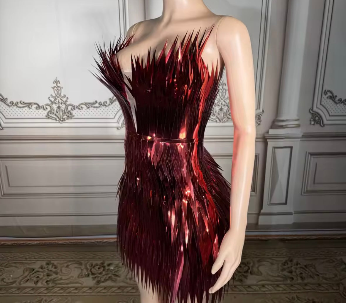 Sexy Strapless Sparkly Tassel Dress
