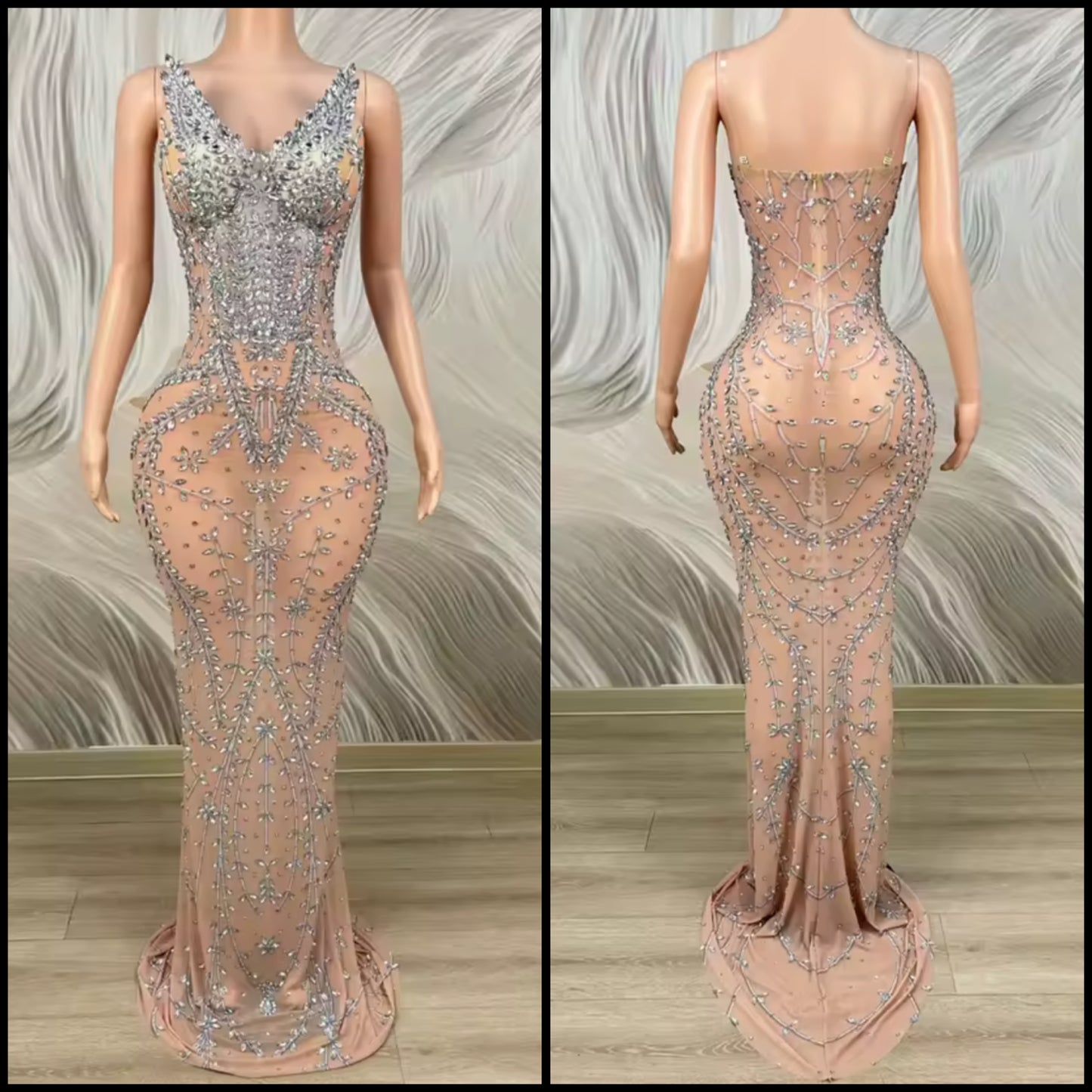 Sexy Rhinestone Embellishment Sleeveless Maxi Dress