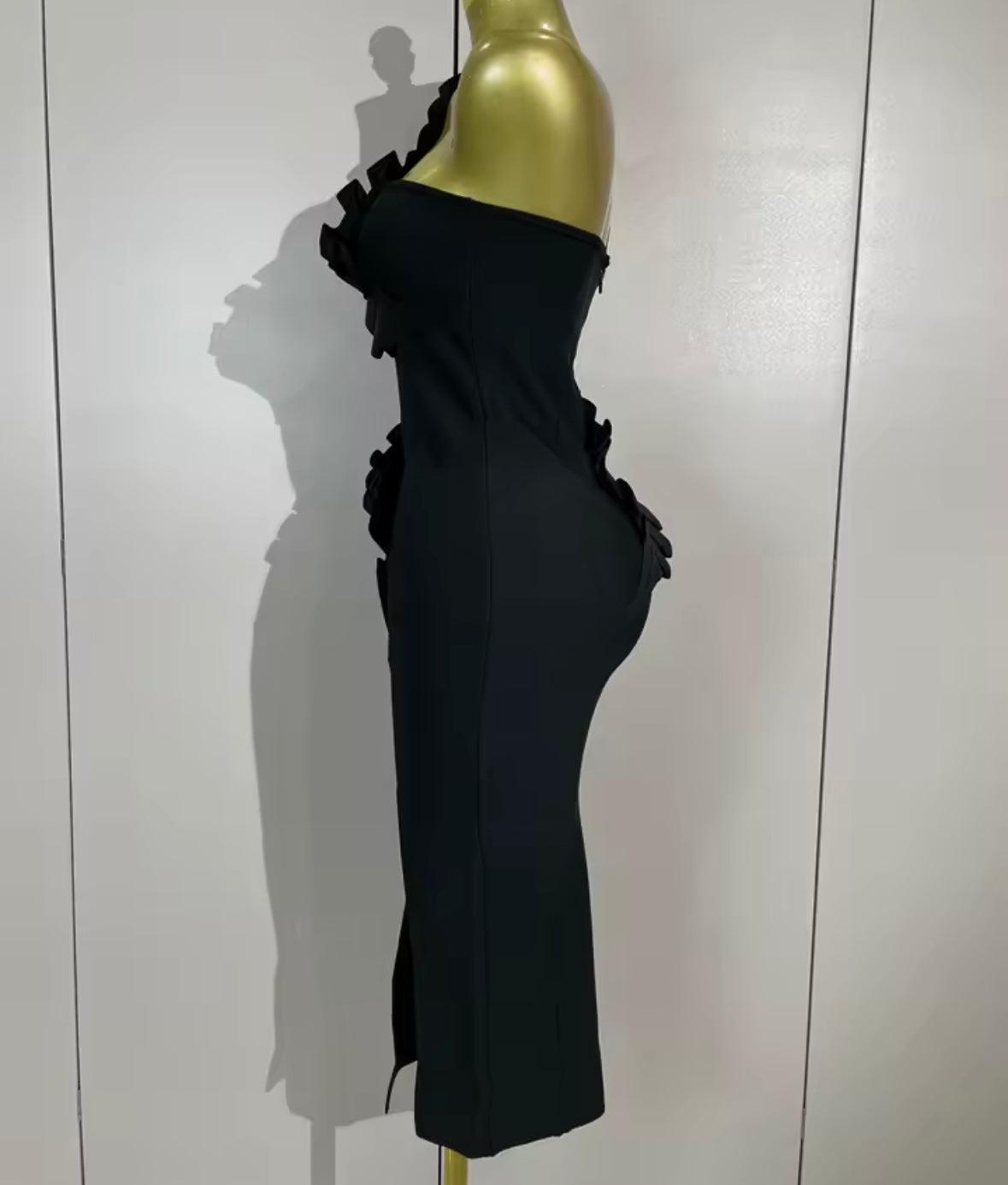 Elegant Ruffled One Shoulder Side Split Dress