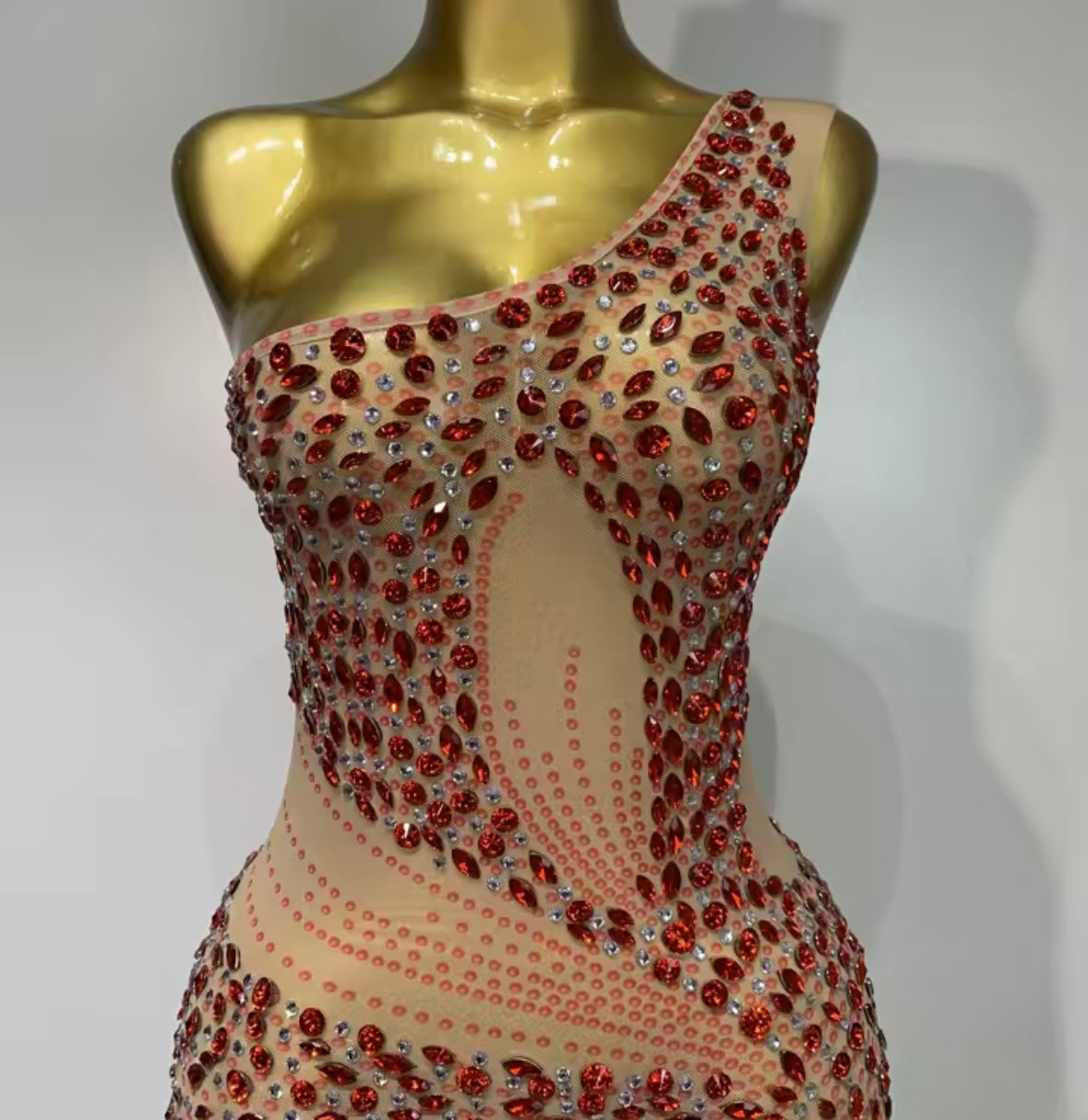 Elegant One Shoulder Rhinestone Embellishment Floor-Length Dress