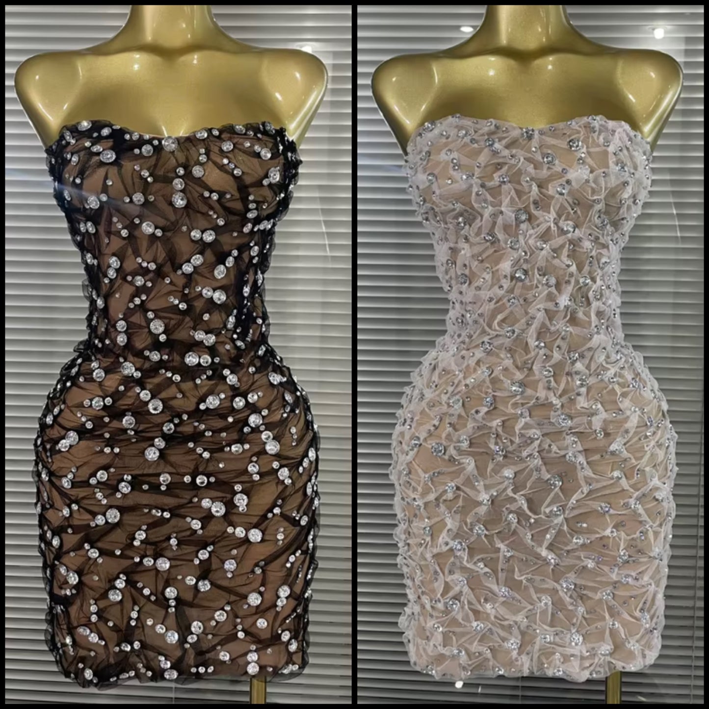Sexy Strapless Rhinestone Embellishment Dress