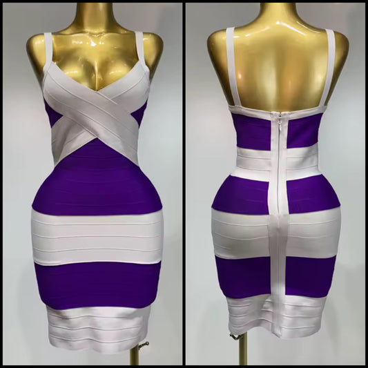 Sexy Sleeveless Color Patchwork Bandage Dress