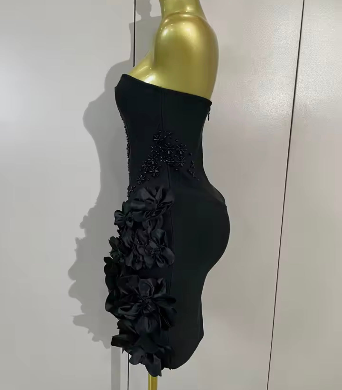 Sexy Strapless Beaded Floral Bandage Dress