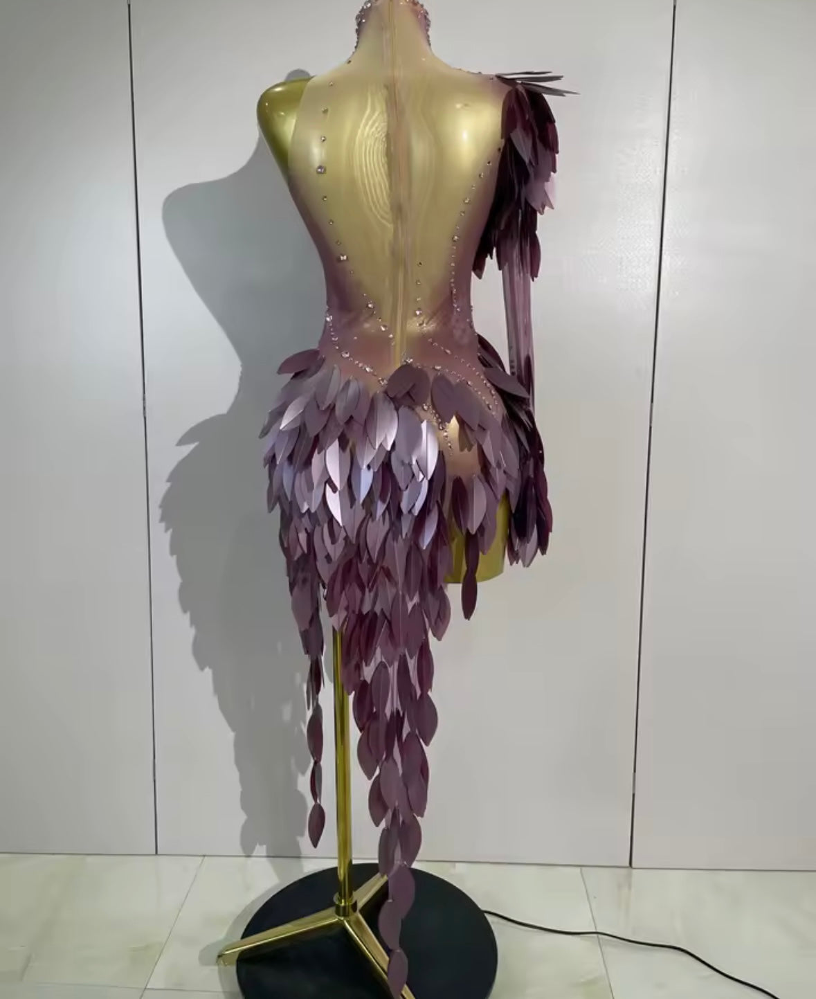 Sexy Purple One Shoulder Sequins Rhinestone Tassel Dress