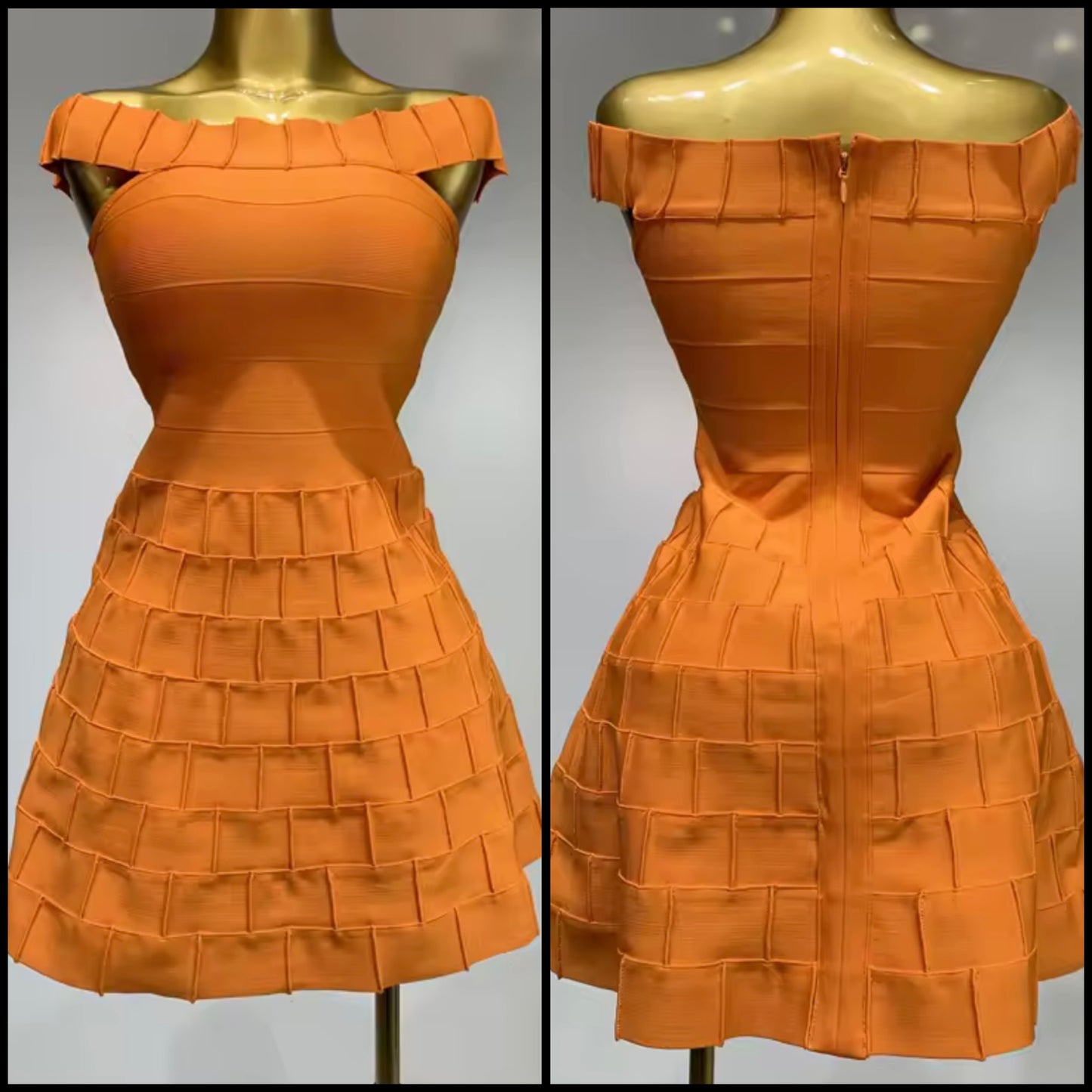 Orange Sexy Off The Shoulder Sleeveless Dress