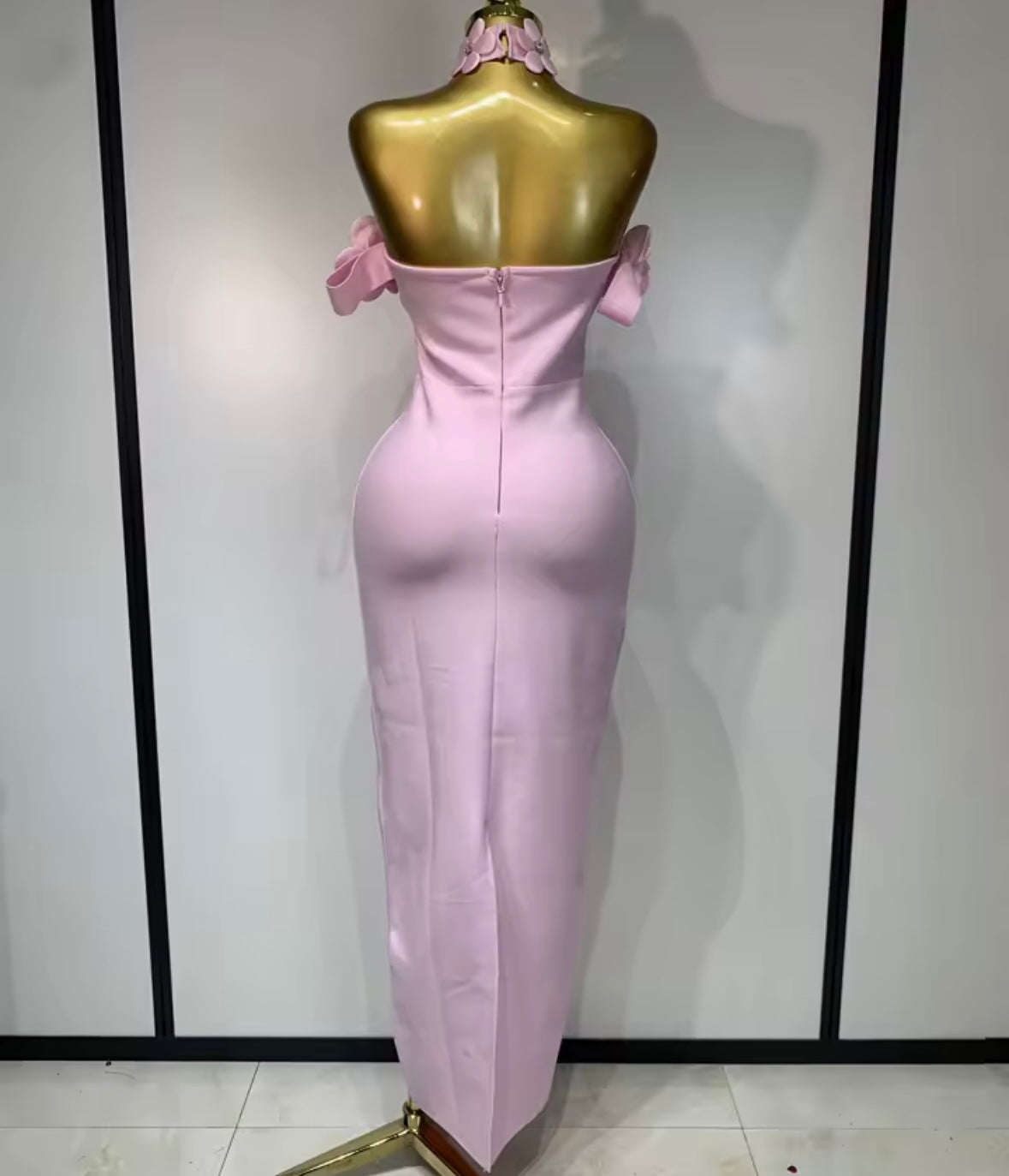 Elegant Pink Floral Rhinestone Sleeveless Maxi Dress