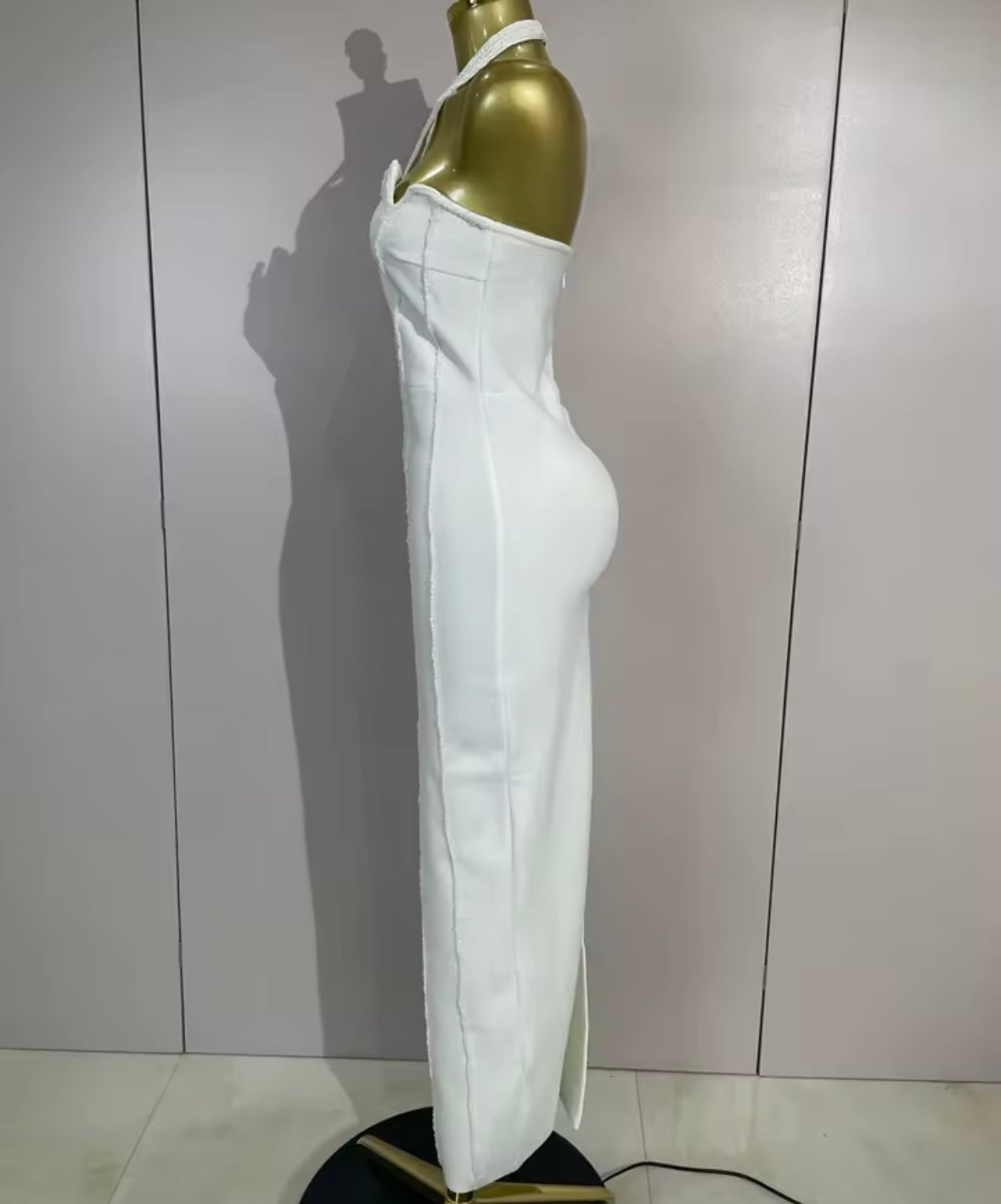Sexy Beaded Halter Sleeveless Maxi Dress