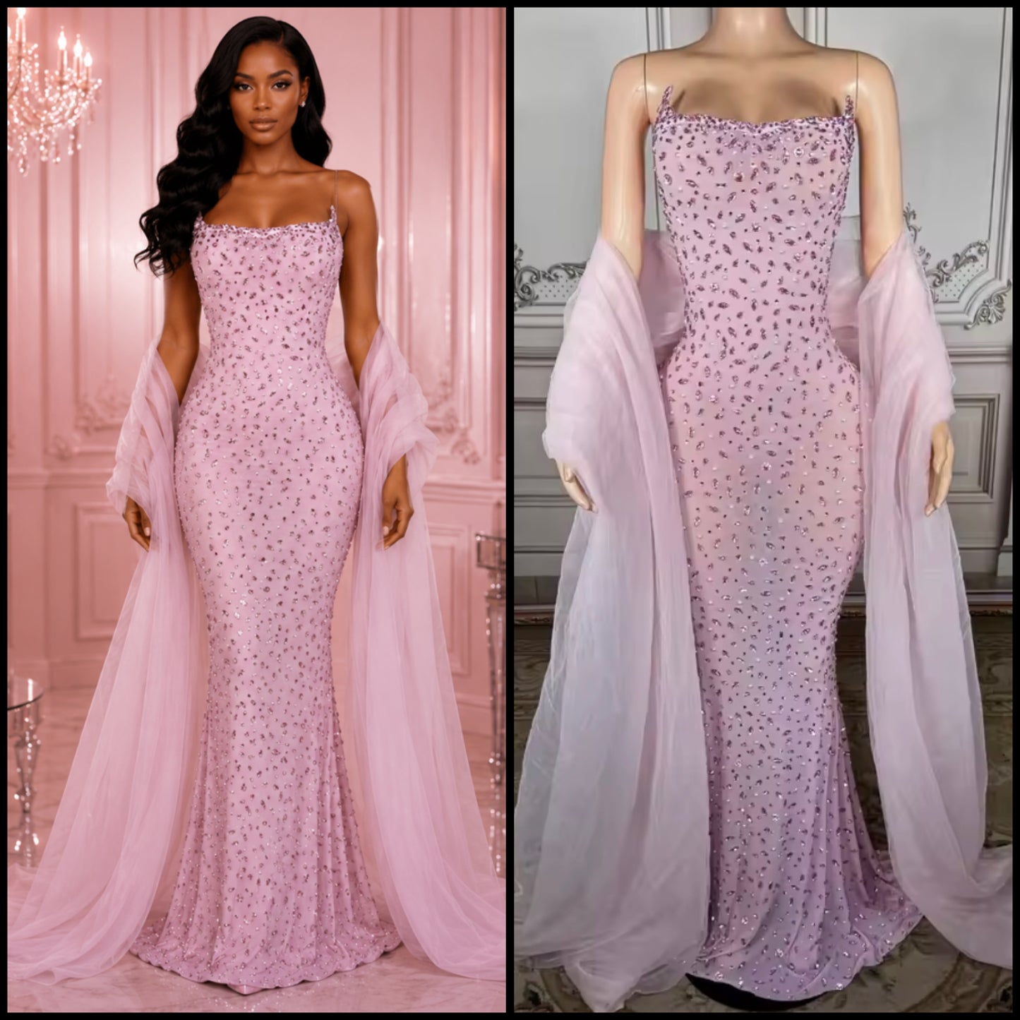 Pink Sexy Sleeveless Rhinestone Embellishment Floor-Length Dress