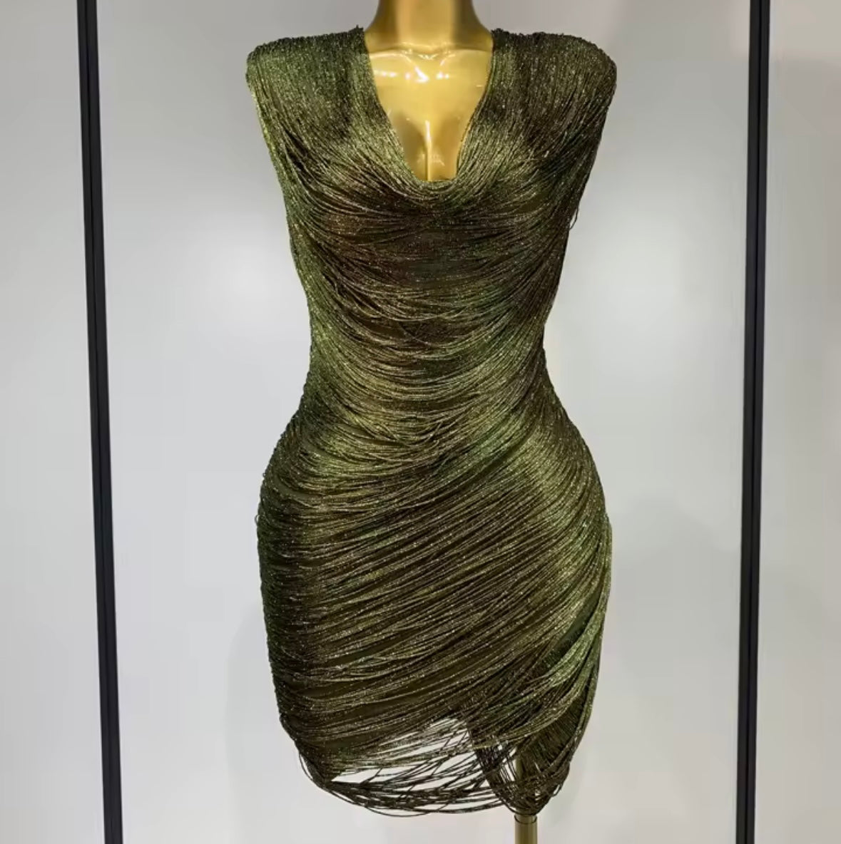 Sexy Sleeveless Draped Fringe Dress