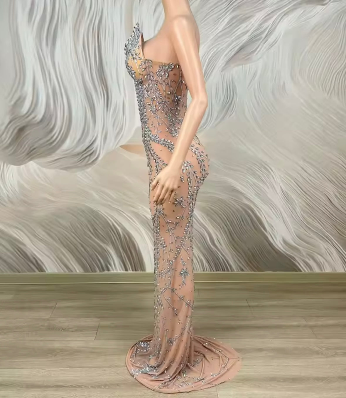 Sexy Rhinestone Embellishment Sleeveless Maxi Dress