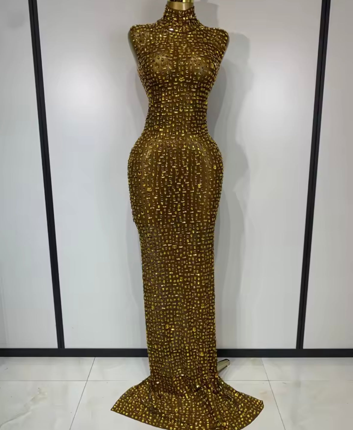Rhinestone Embellishment Sexy Sleeveless Floor-Length Dress