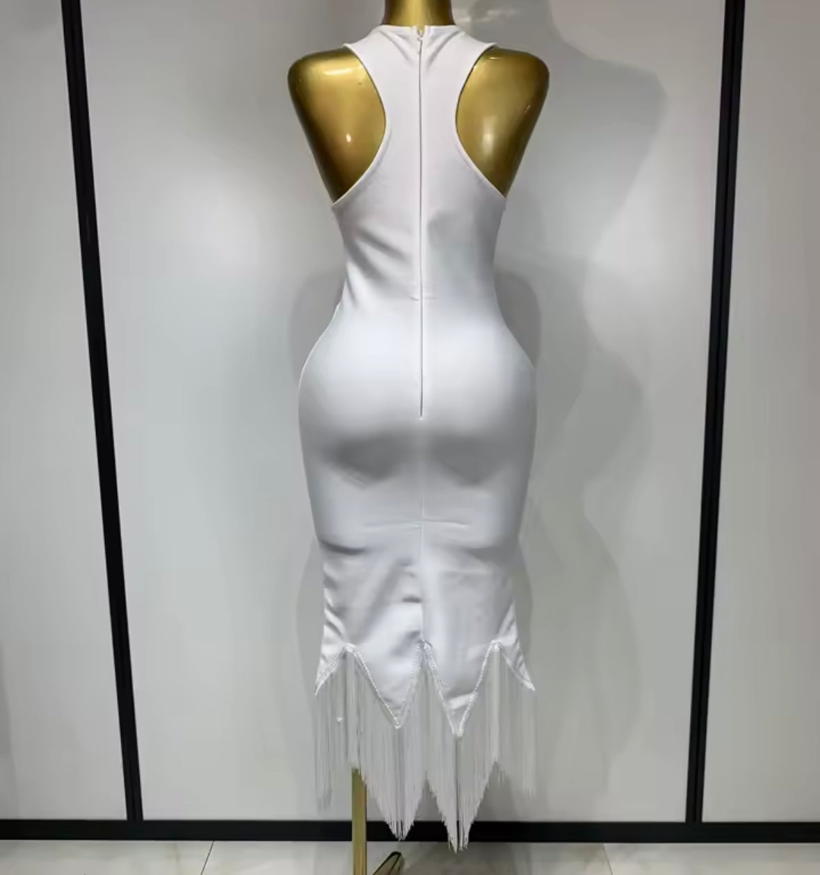 Sexy Fringe Tassel Halter Sleeveless Dress