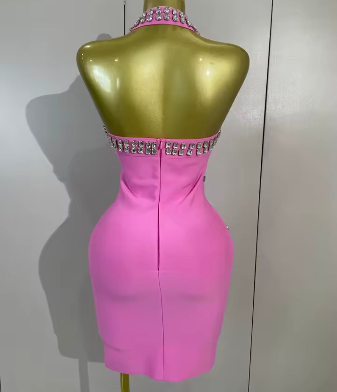 Sexy Halter Sleeveless Rhinestone Tassel Bandage Dress