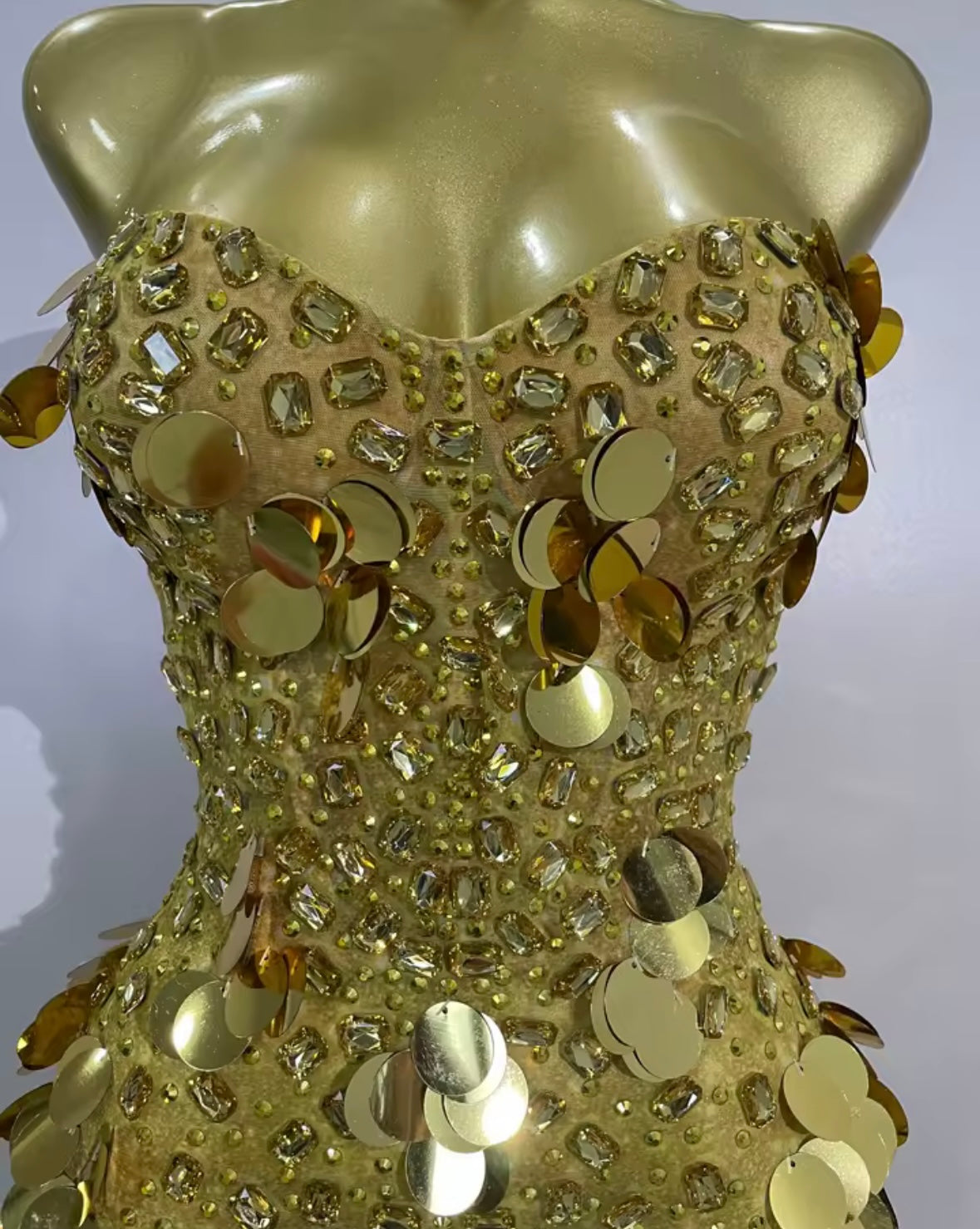 Sexy Strapless Rhinestone Sequins Dress