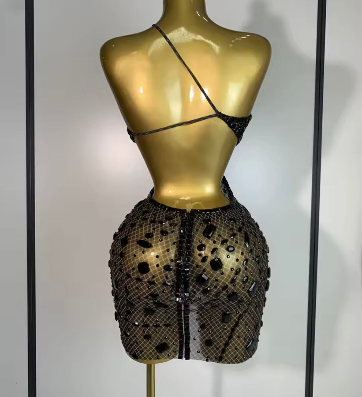 Sexy Sleeveless Open Back Hollow Out Rhinestone Dress