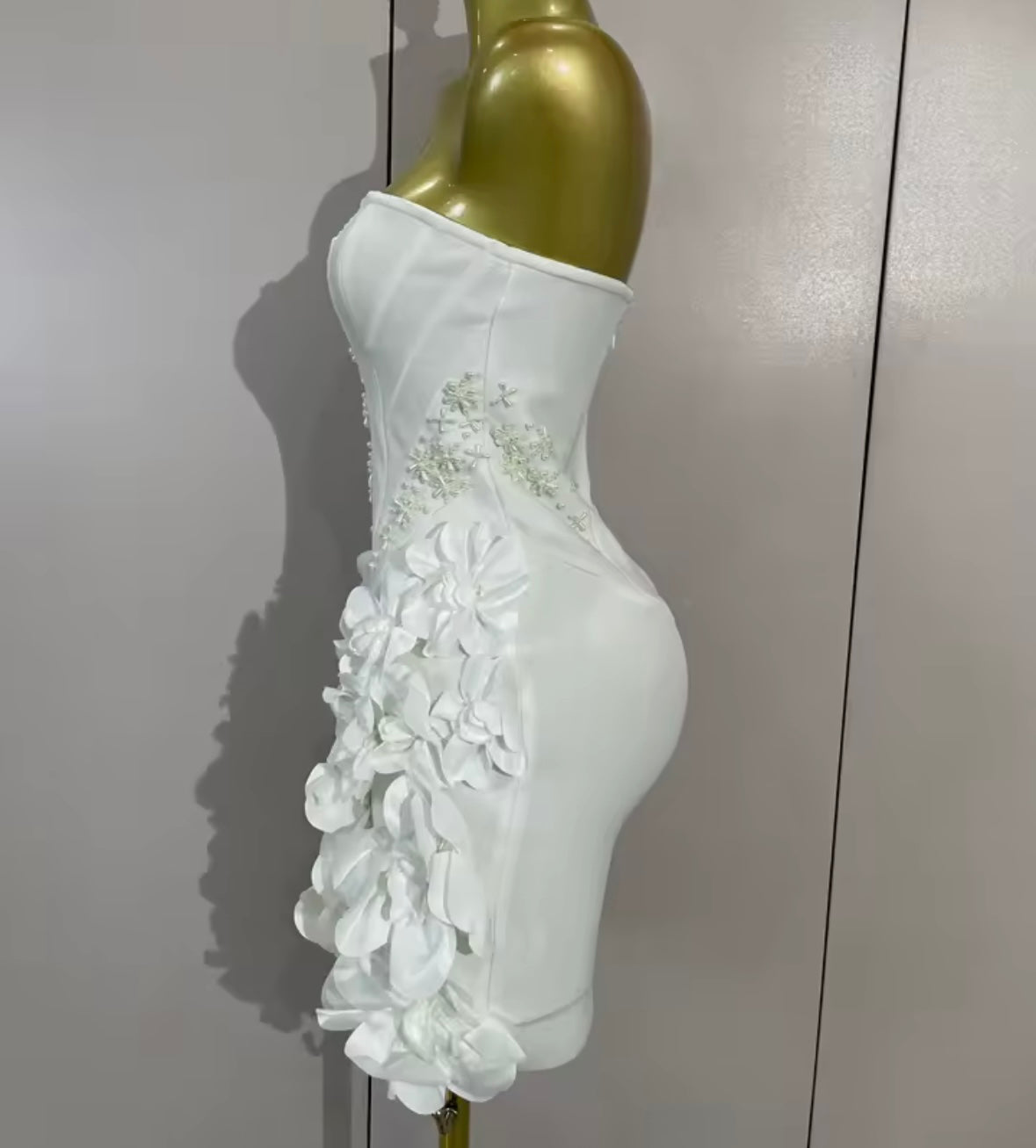 Sexy Strapless Beaded Floral Bandage Dress