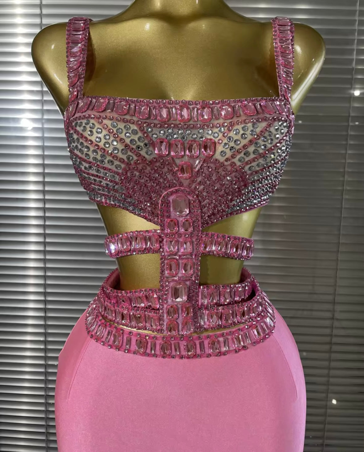 Sexy Sleeveless Rhinestone Crystal Hollow Out Maxi Dress