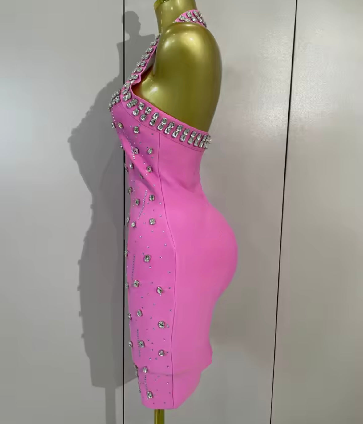 Sexy Halter Sleeveless Rhinestone Tassel Bandage Dress