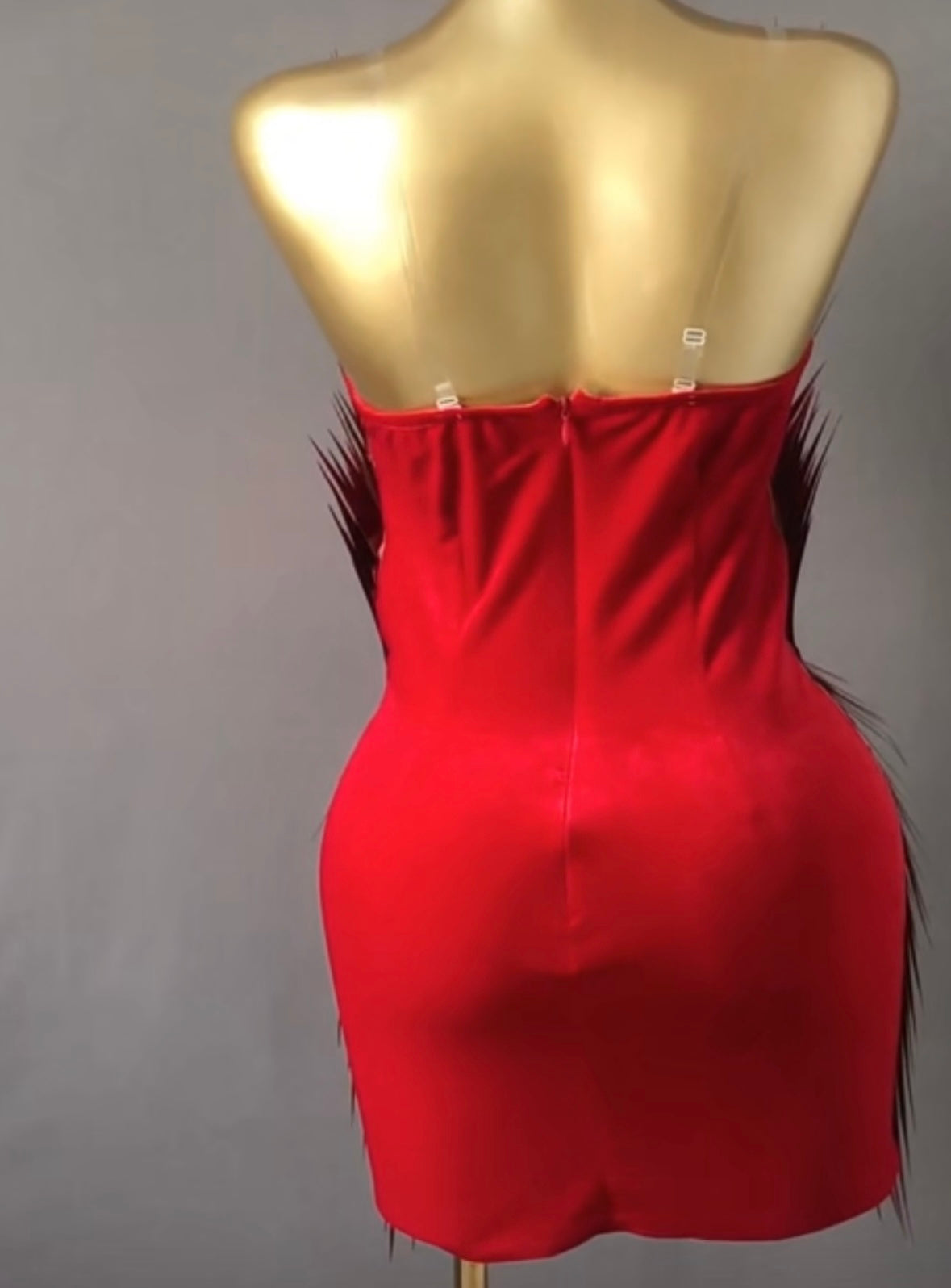 Red Sexy Strapless Sequins Mirror Dress