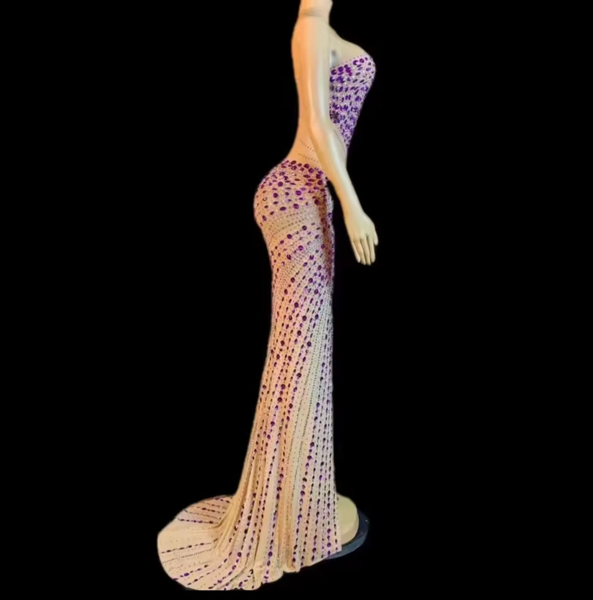 Sexy One Shoulder Sleeveless Rhinestone Embellishment Dress