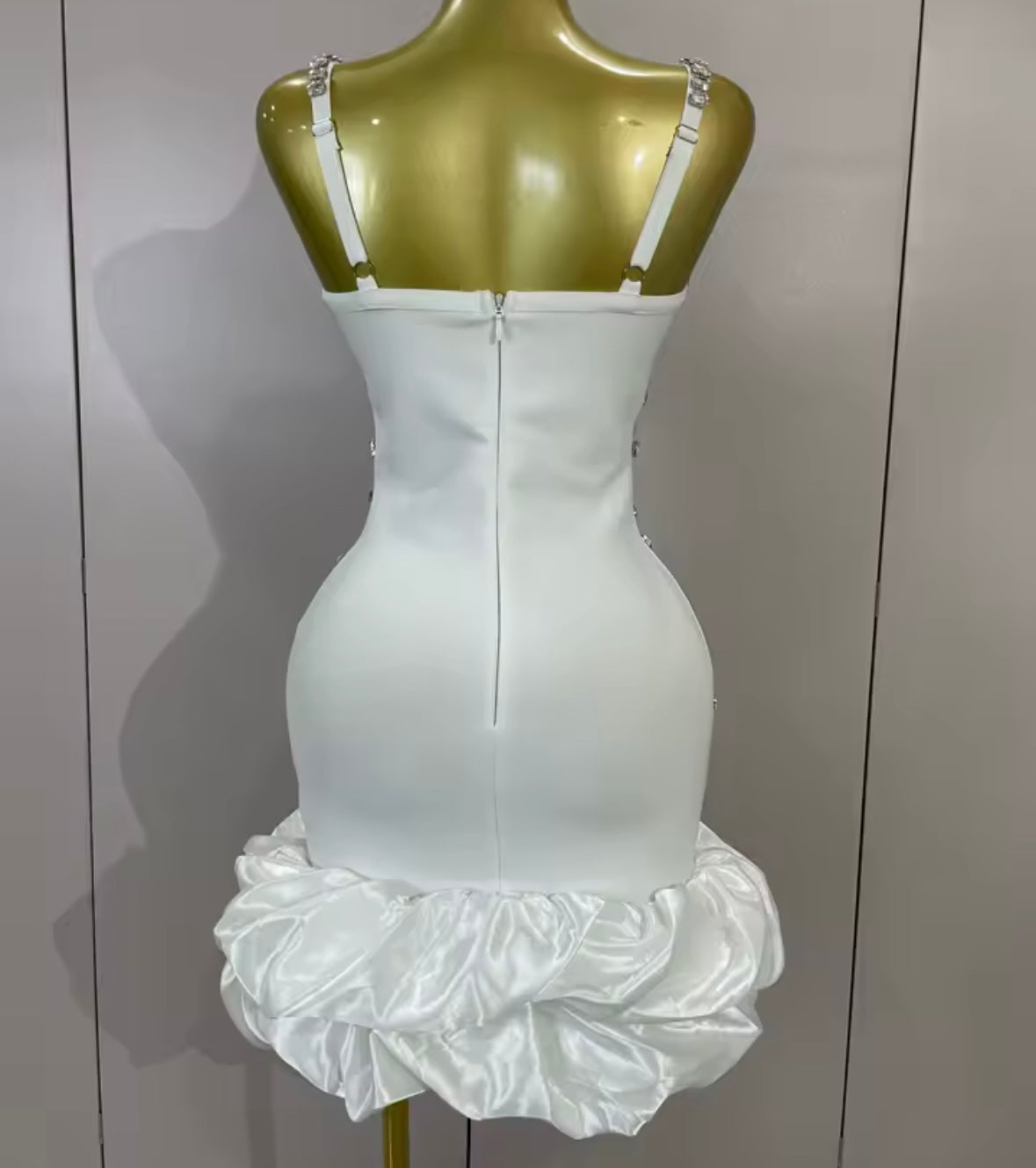 Sexy Sleeveless Rhinestone Ruffle Bandage Dress