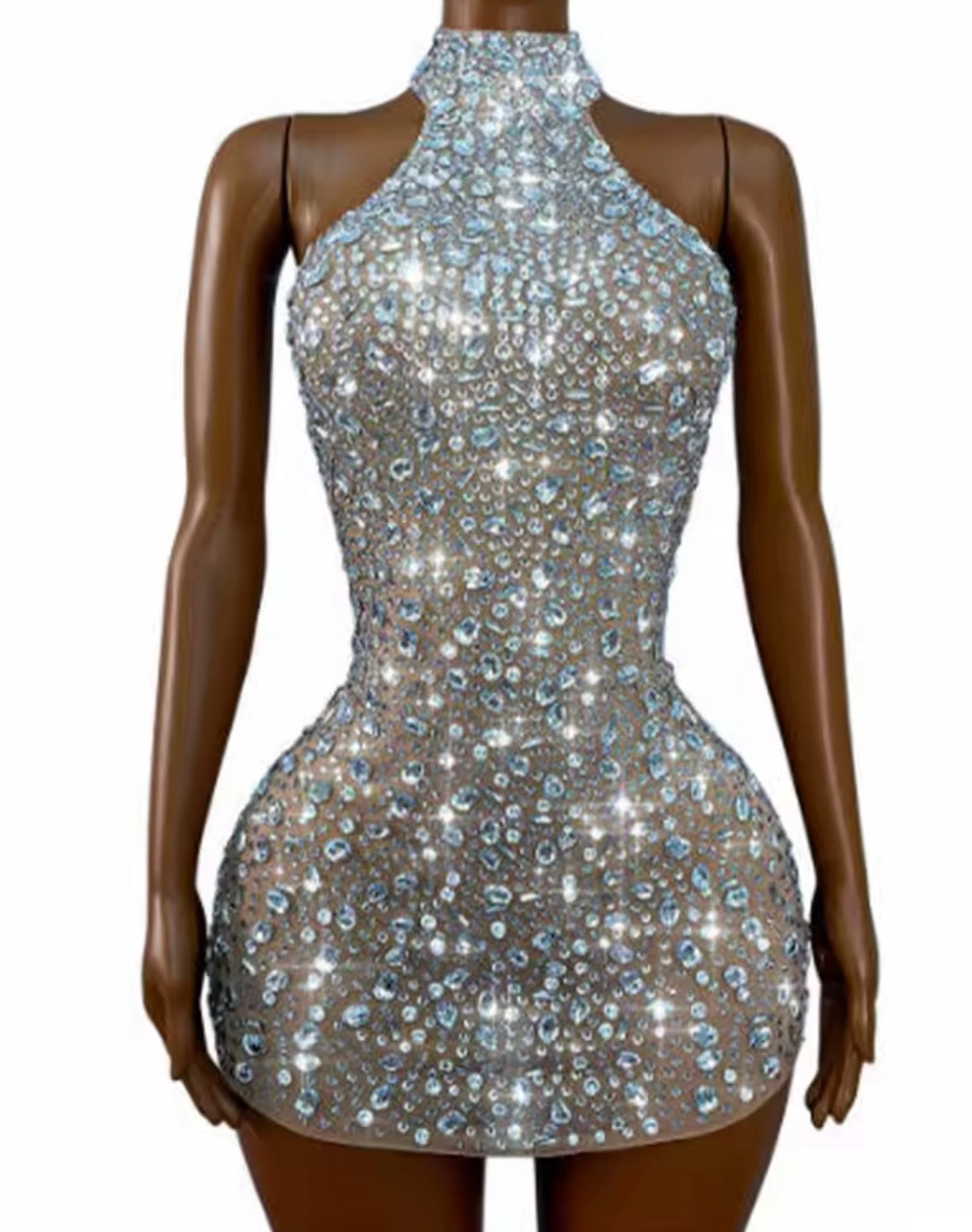 Sexy Sleeveless Rhinestone Embellishment Short Dress