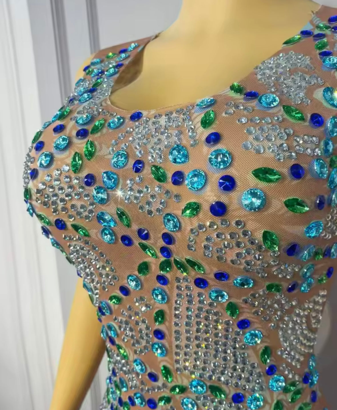 Sexy Sleeveless Sparkly Colorful Rhinestone Dress
