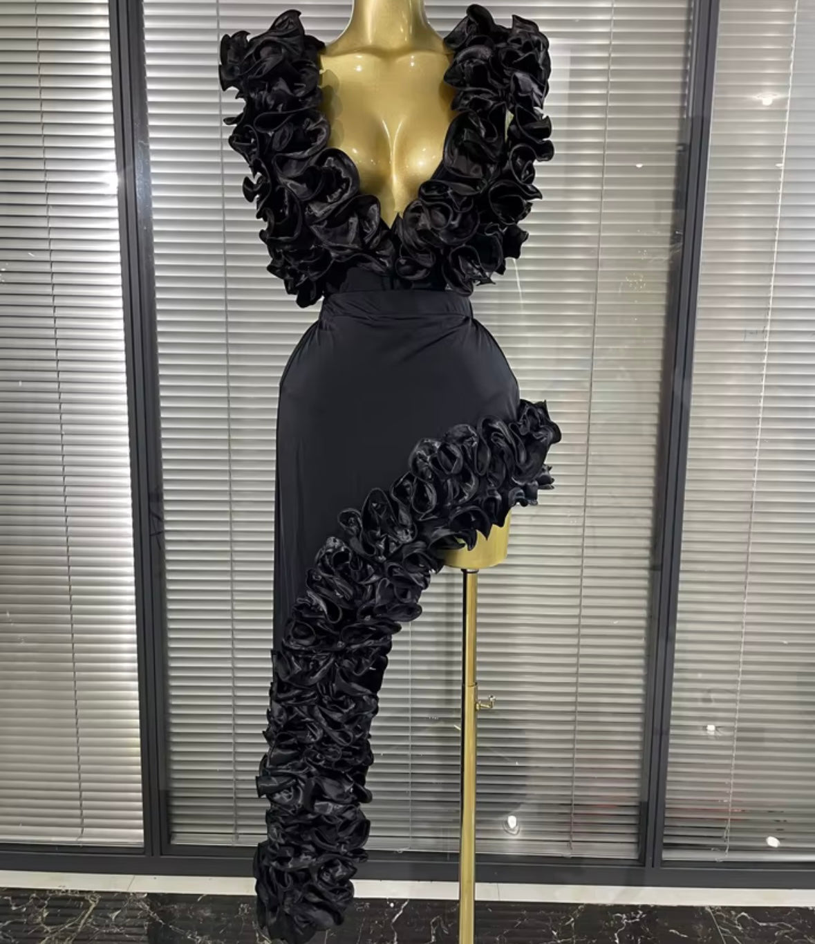 Sexy Floral Sleeveless Bodysuit Asymmetrical Skirt Set