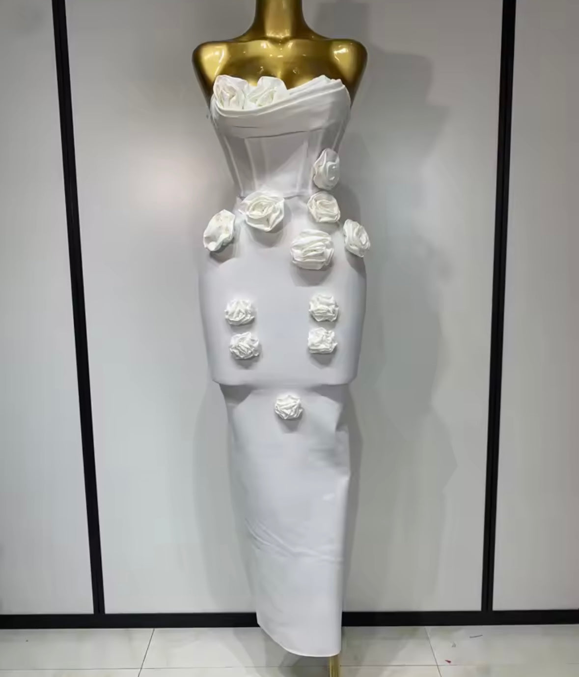 Sexy Floral Embellishment Strapless Floor-Length Dress