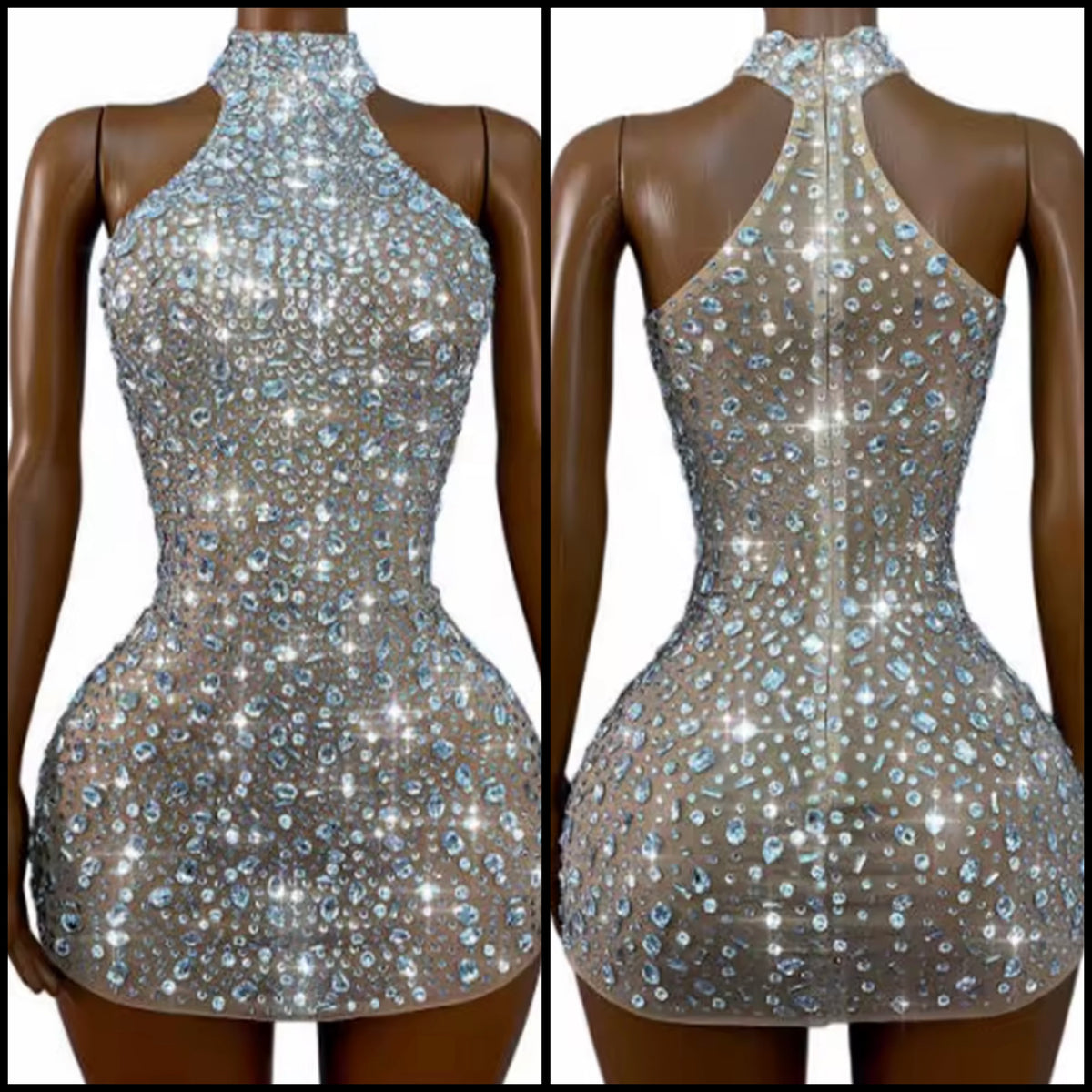 Sexy Sleeveless Rhinestone Embellishment Short Dress