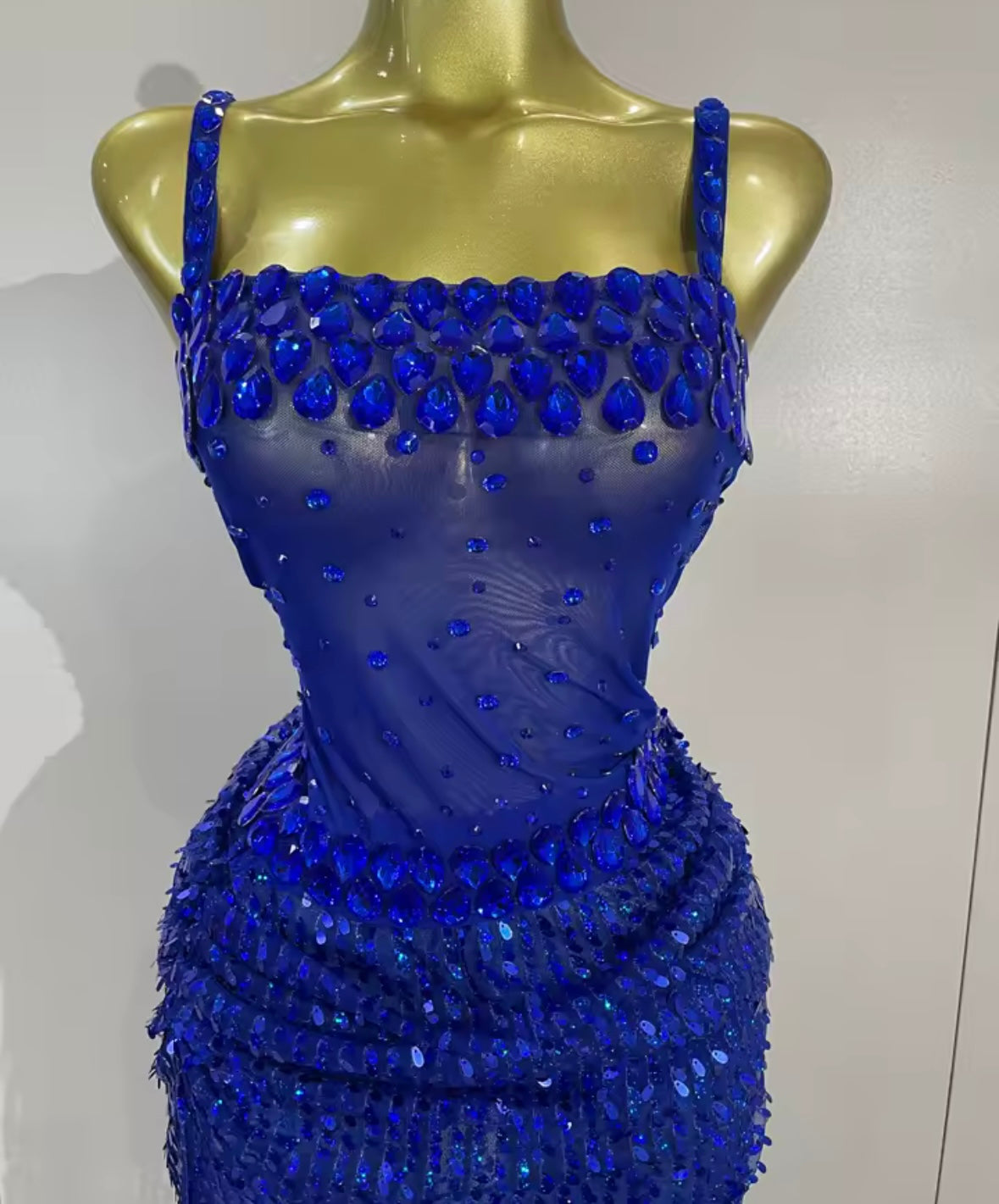 Sexy Sleeveless Crystal Sequins Maxi Dress