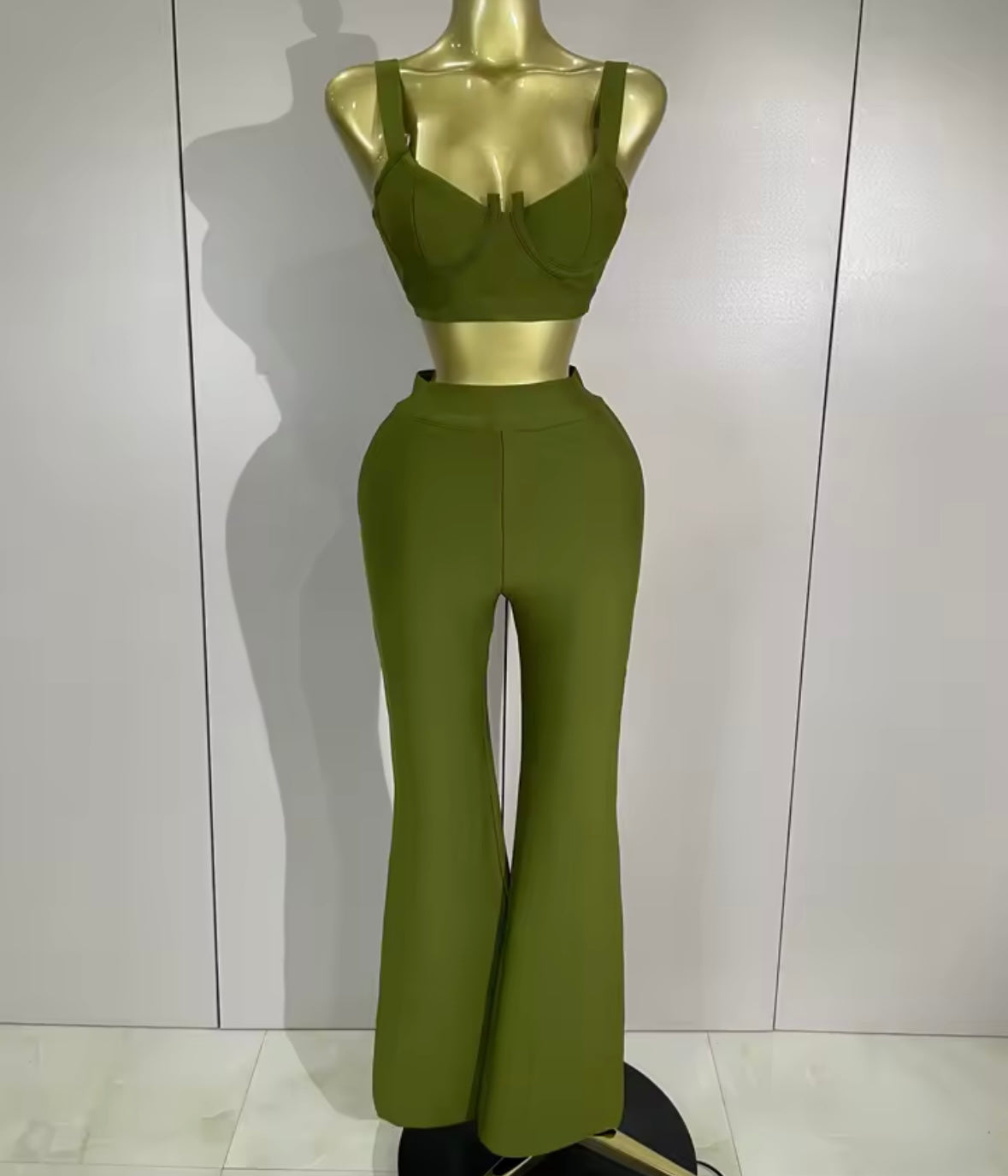 Sleeveless Back Zipper Crop Tank Two Piece Pant Set