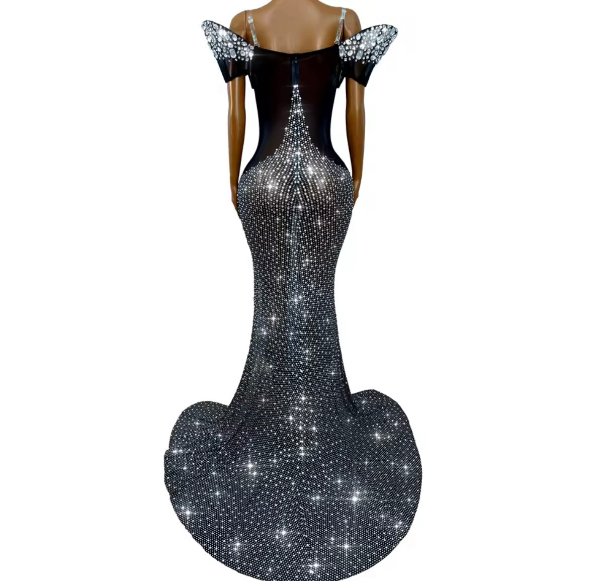 Elegant Rhinestone Embellishment Off The Shoulder Mermaid Dress