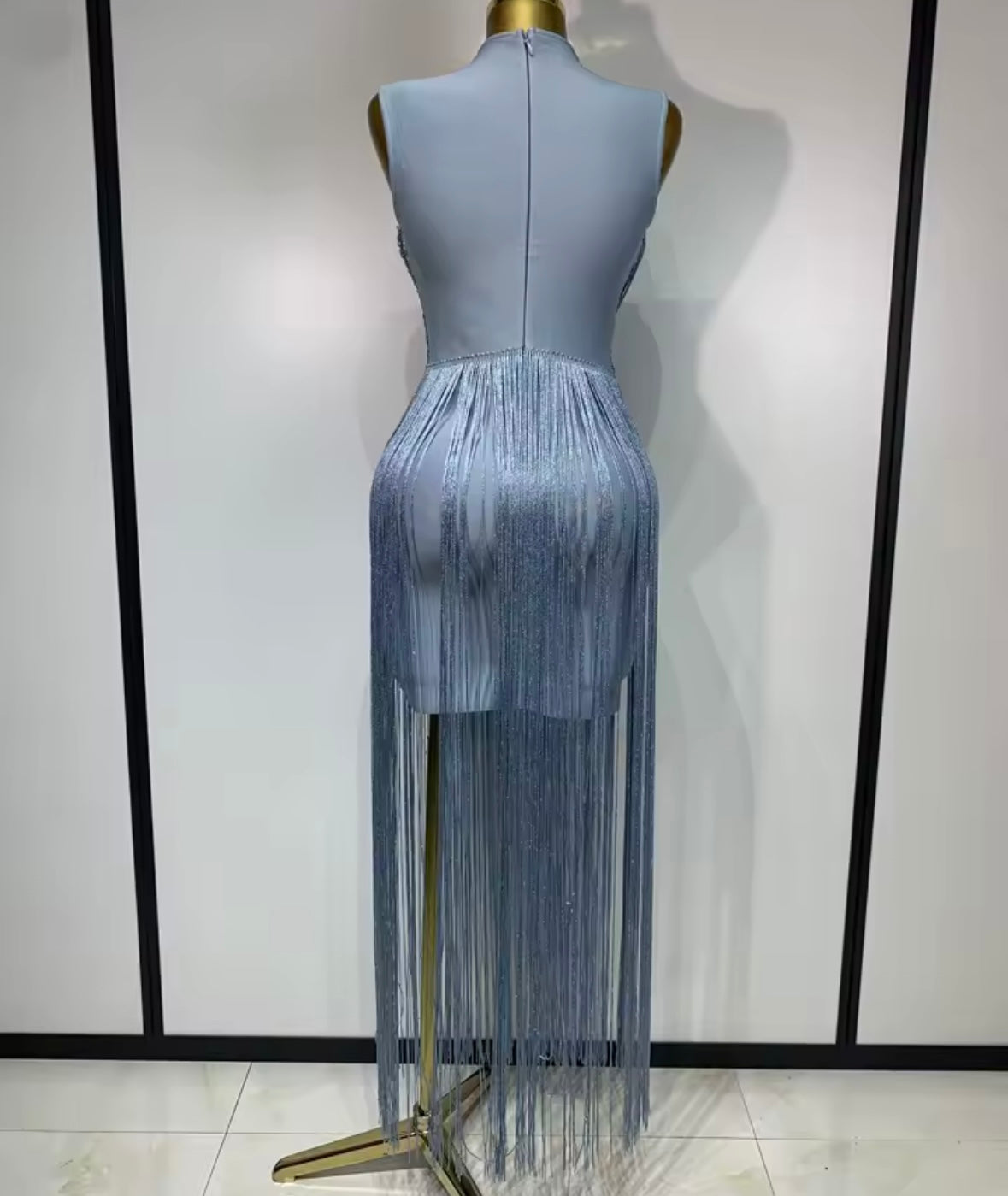 Elegant Sleeveless Fringe Tassel Maxi Dress