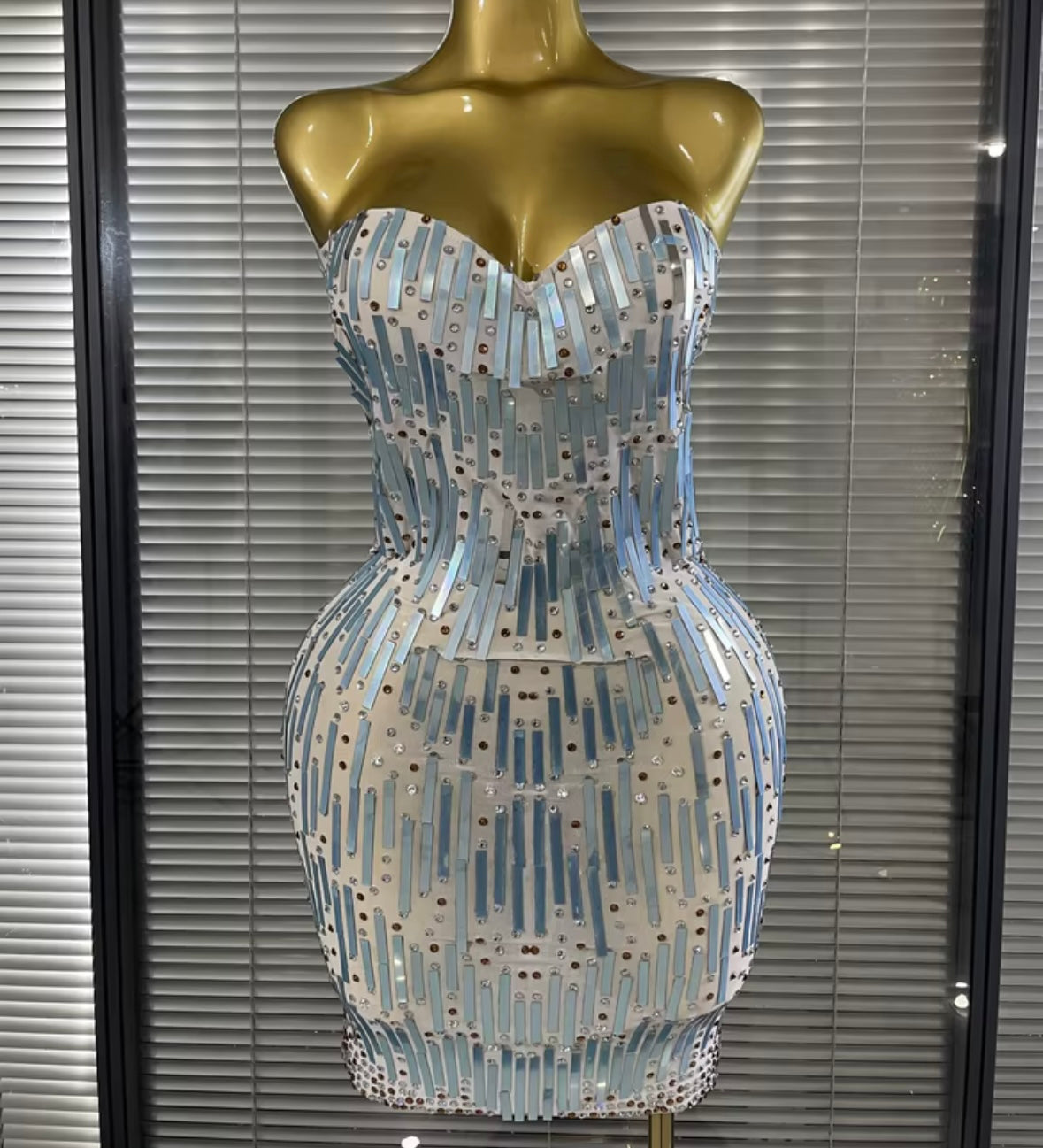 Sexy Strapless Rhinestone Sequins Bandage Dress