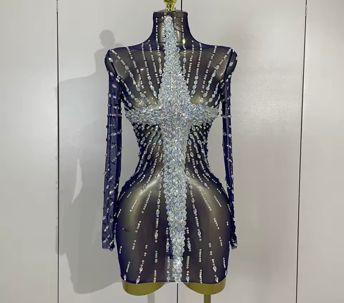Sexy Sparkle Sequins Rhinestone Full Sleeve Dress