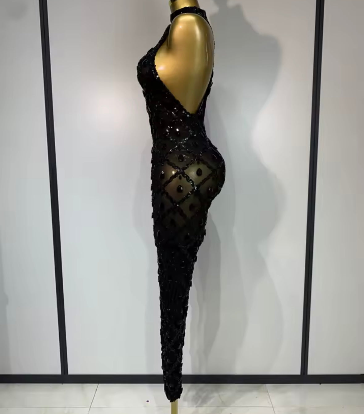 Crystal Mesh Sleeveless Sexy Jumpsuit