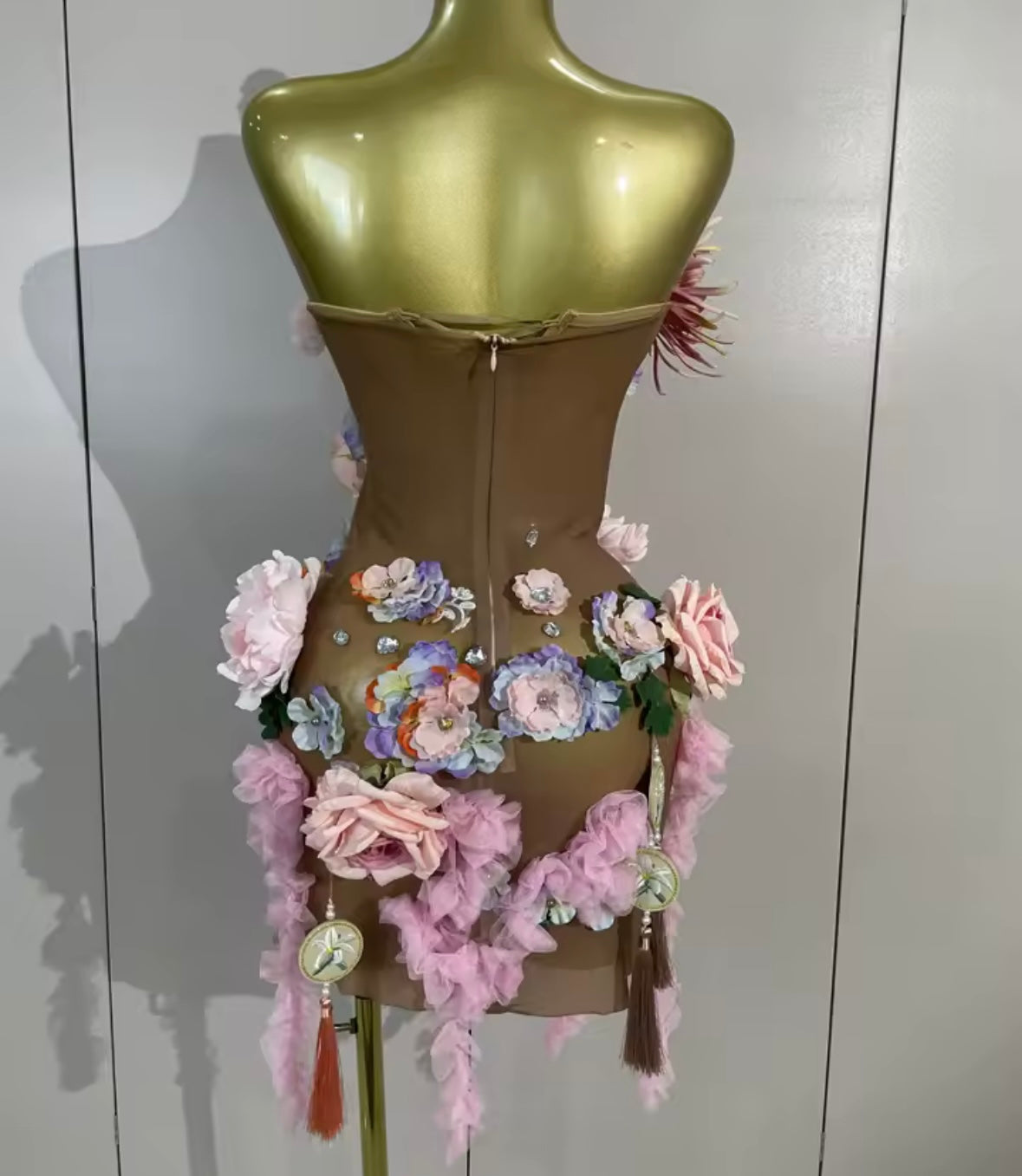 Sexy Strapless Floral See Through Dress