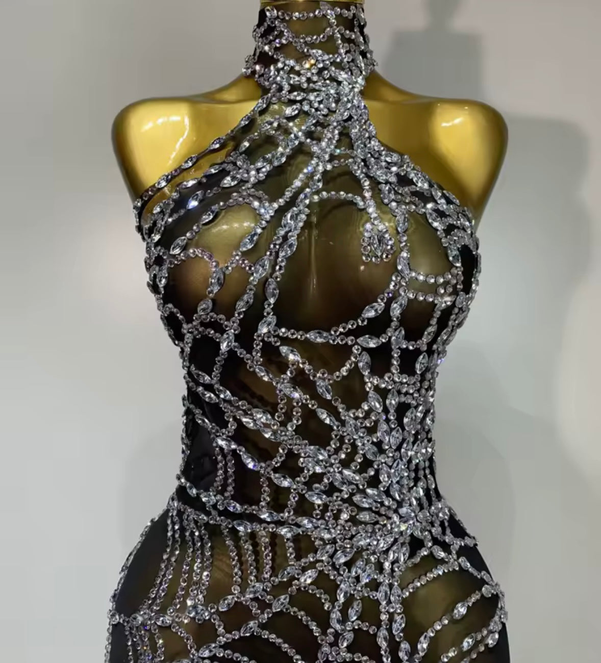 Sexy Black Sleeveless Rhinestone Embellishment Jumpsuit