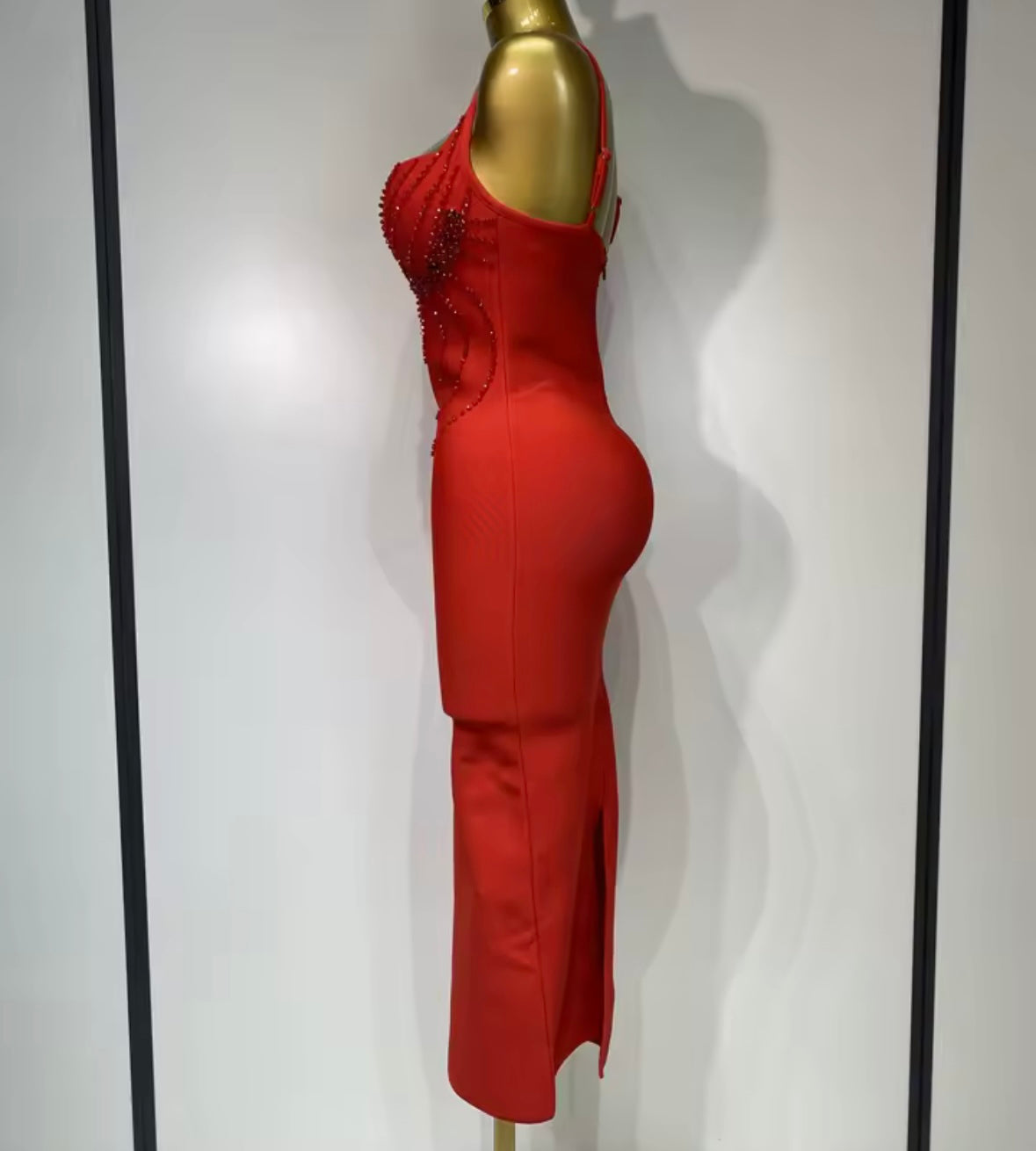 Sexy Sleeveless Rhinestone Embellishment Bandaged Dress