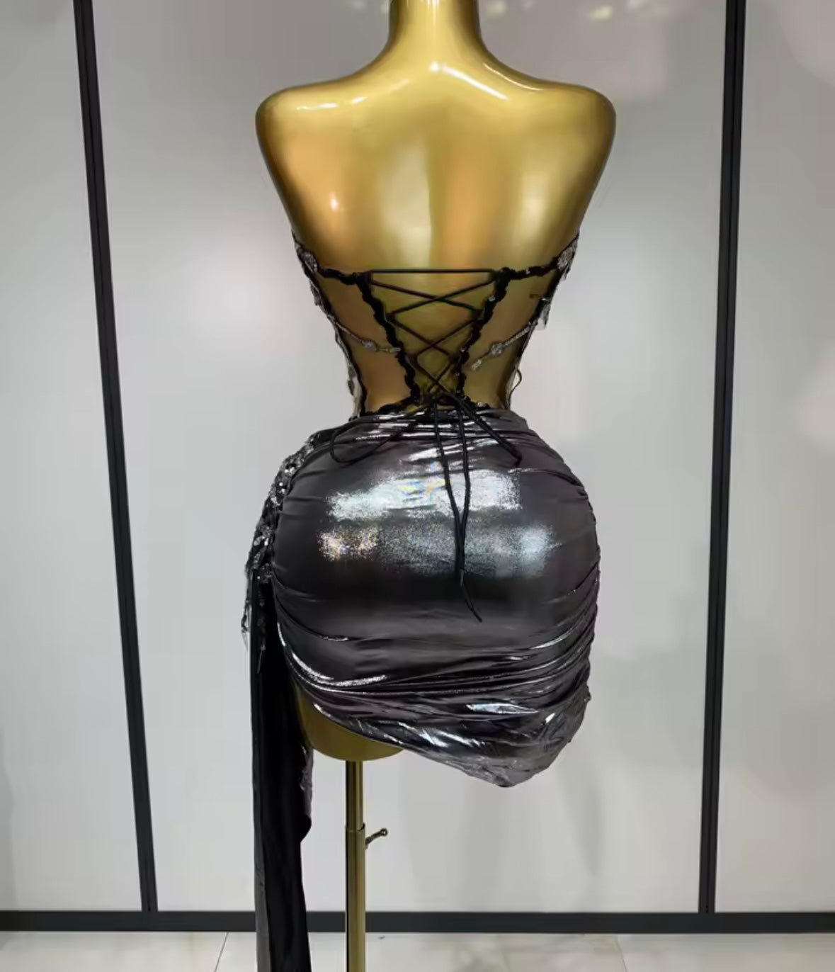 Strapless Sequins Corset Sexy Skirt Set