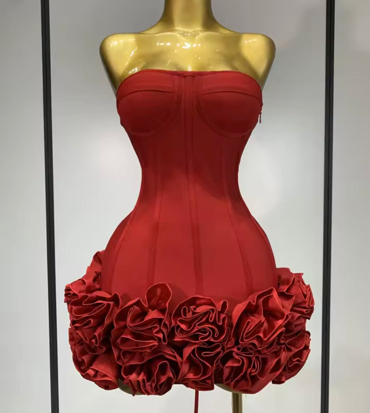 Sexy Strapless Corset 3D Floral Dress